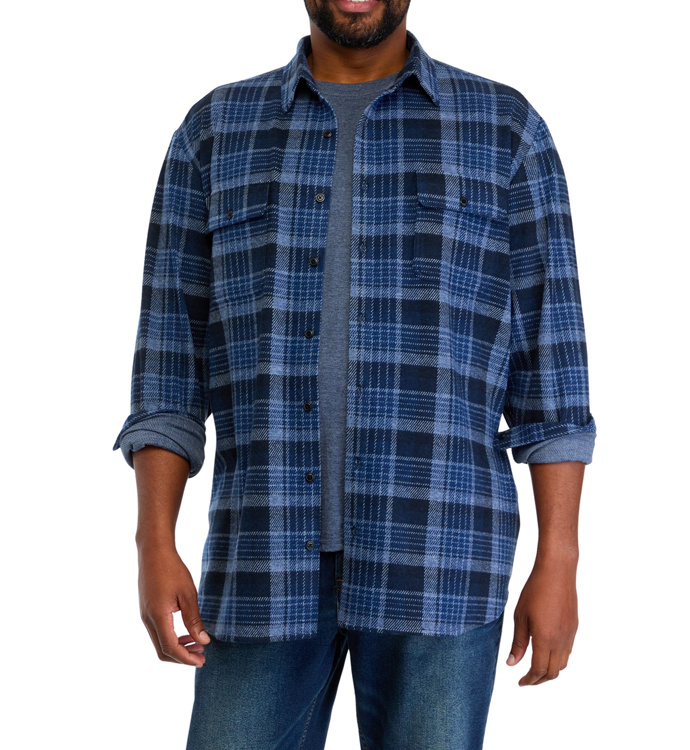 Big & Tall Long Sleeve Plaid Stretch Flannel Shirt