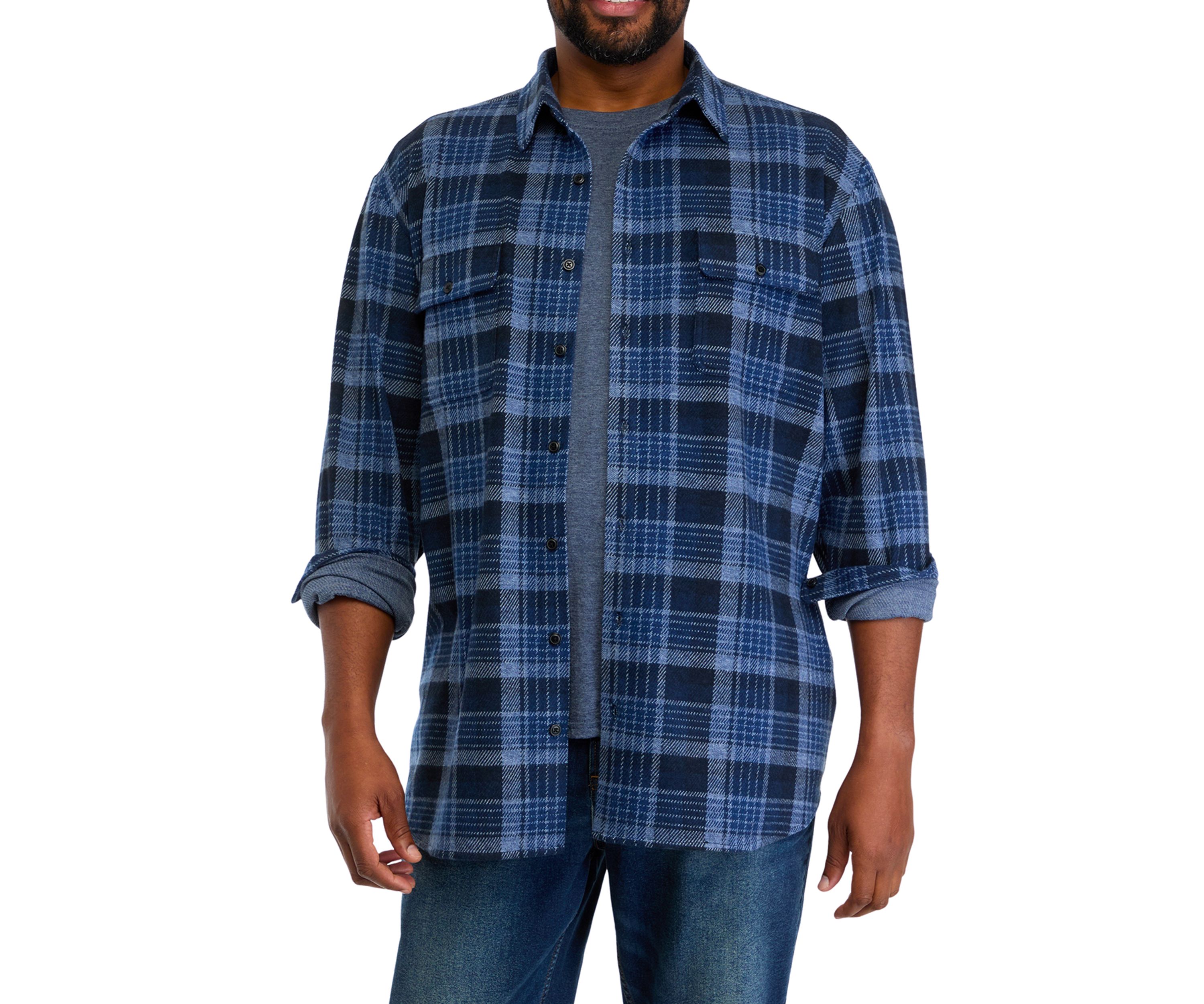 Big & Tall Long Sleeve Plaid Stretch Flannel Shirt