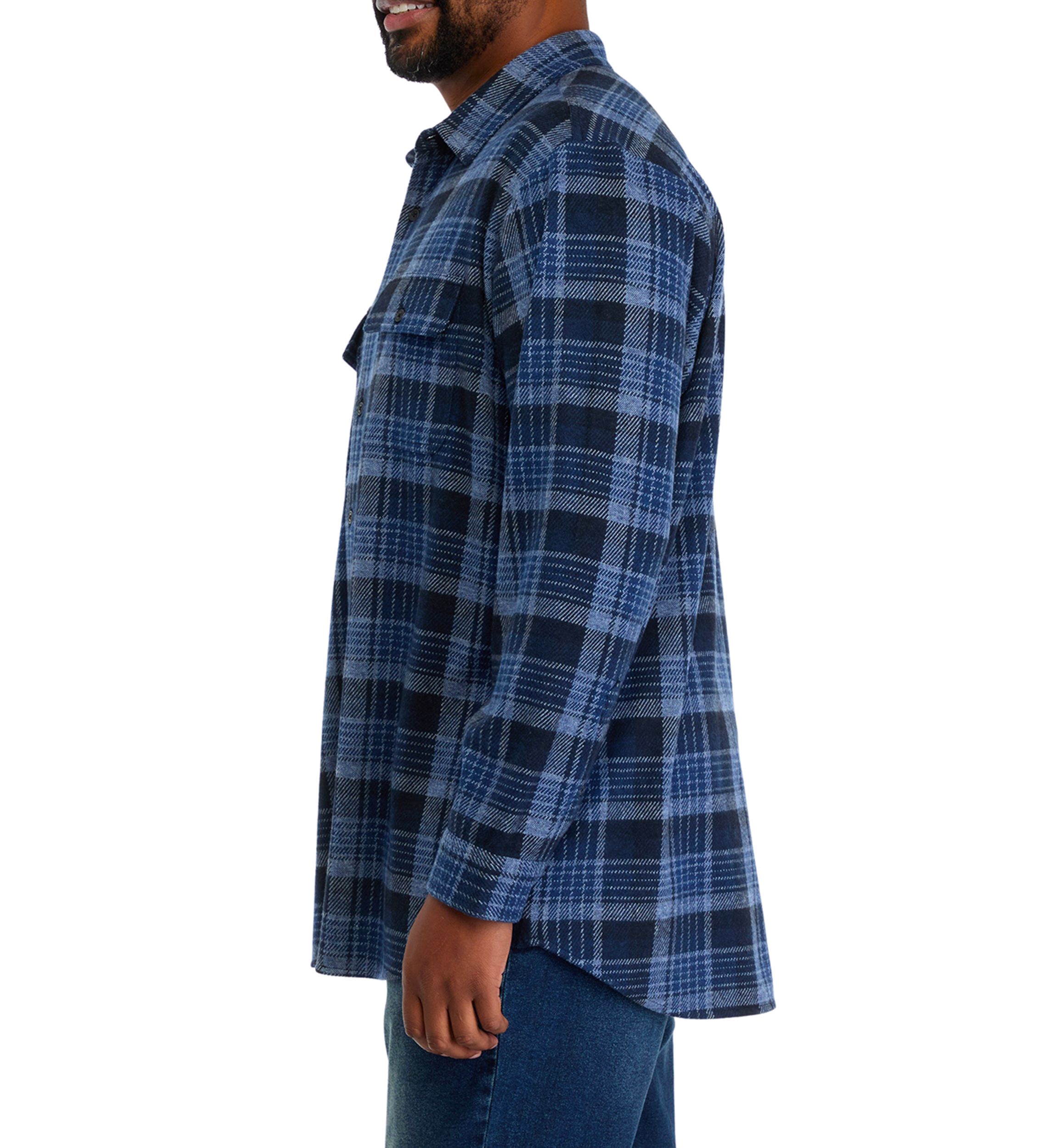 Big & Tall Long Sleeve Plaid Stretch Flannel Shirt