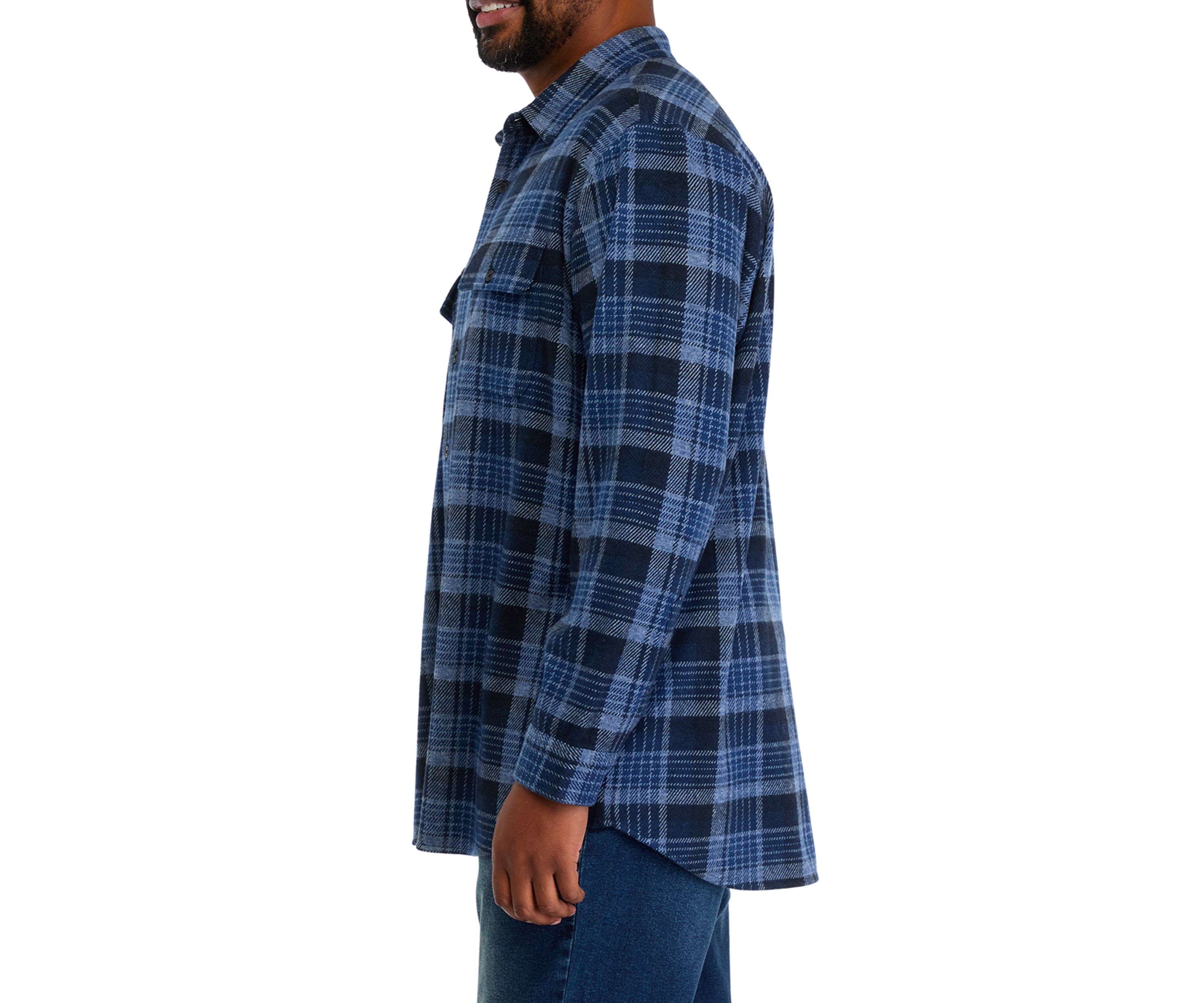 Big & Tall Long Sleeve Plaid Stretch Flannel Shirt