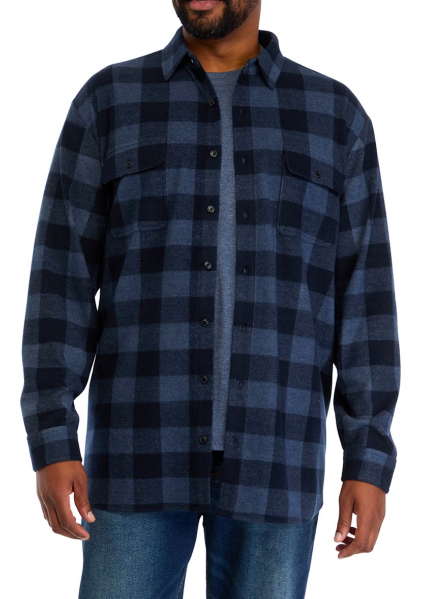 Big & Tall Long Sleeve Plaid Stretch Flannel Shirt