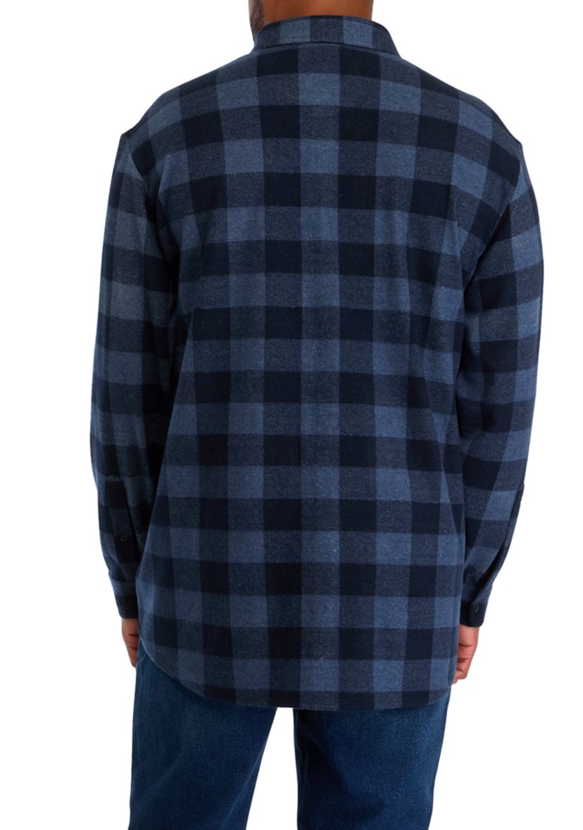 Big & Tall Long Sleeve Plaid Stretch Flannel Shirt