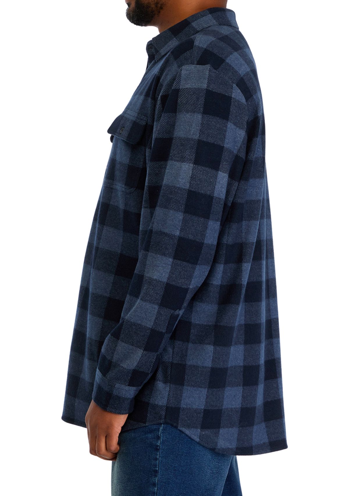 Big & Tall Long Sleeve Plaid Stretch Flannel Shirt