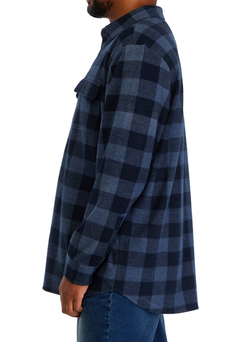 Big & Tall Long Sleeve Plaid Stretch Flannel Shirt