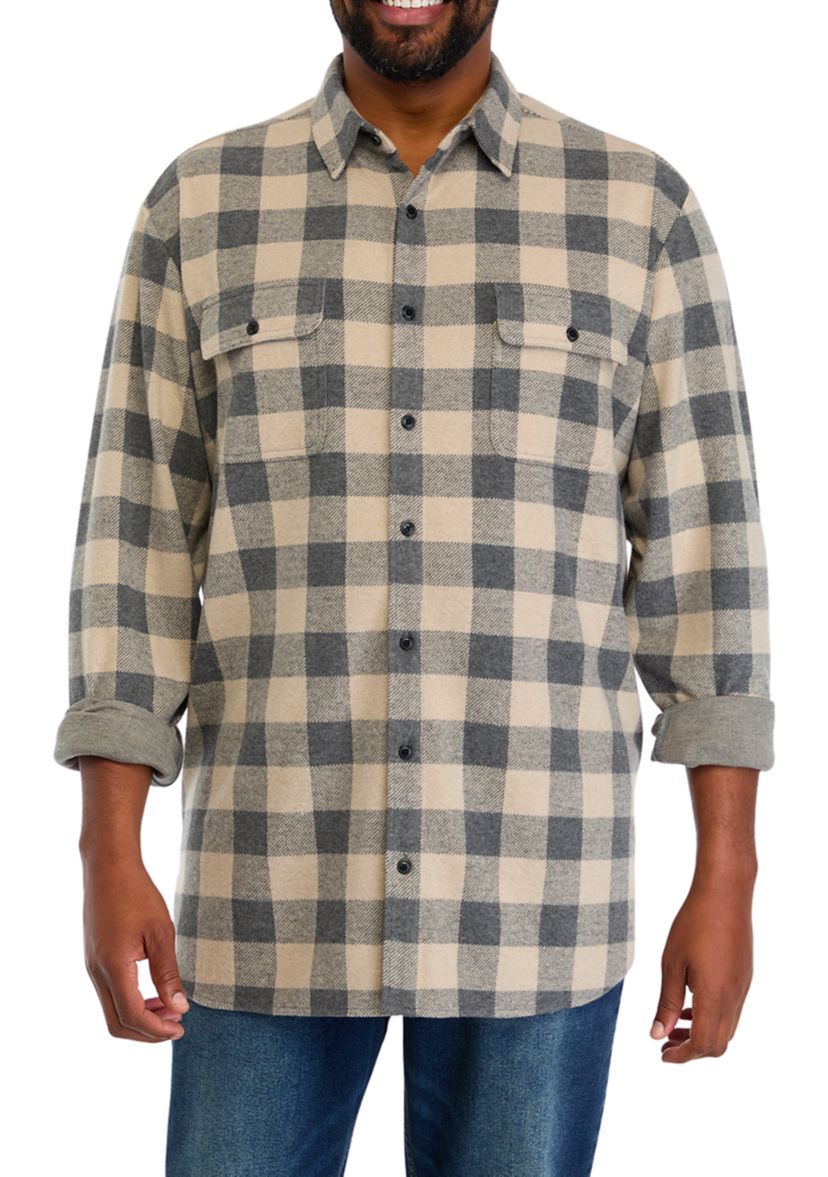 Big & Tall Long Sleeve Plaid Stretch Flannel Shirt