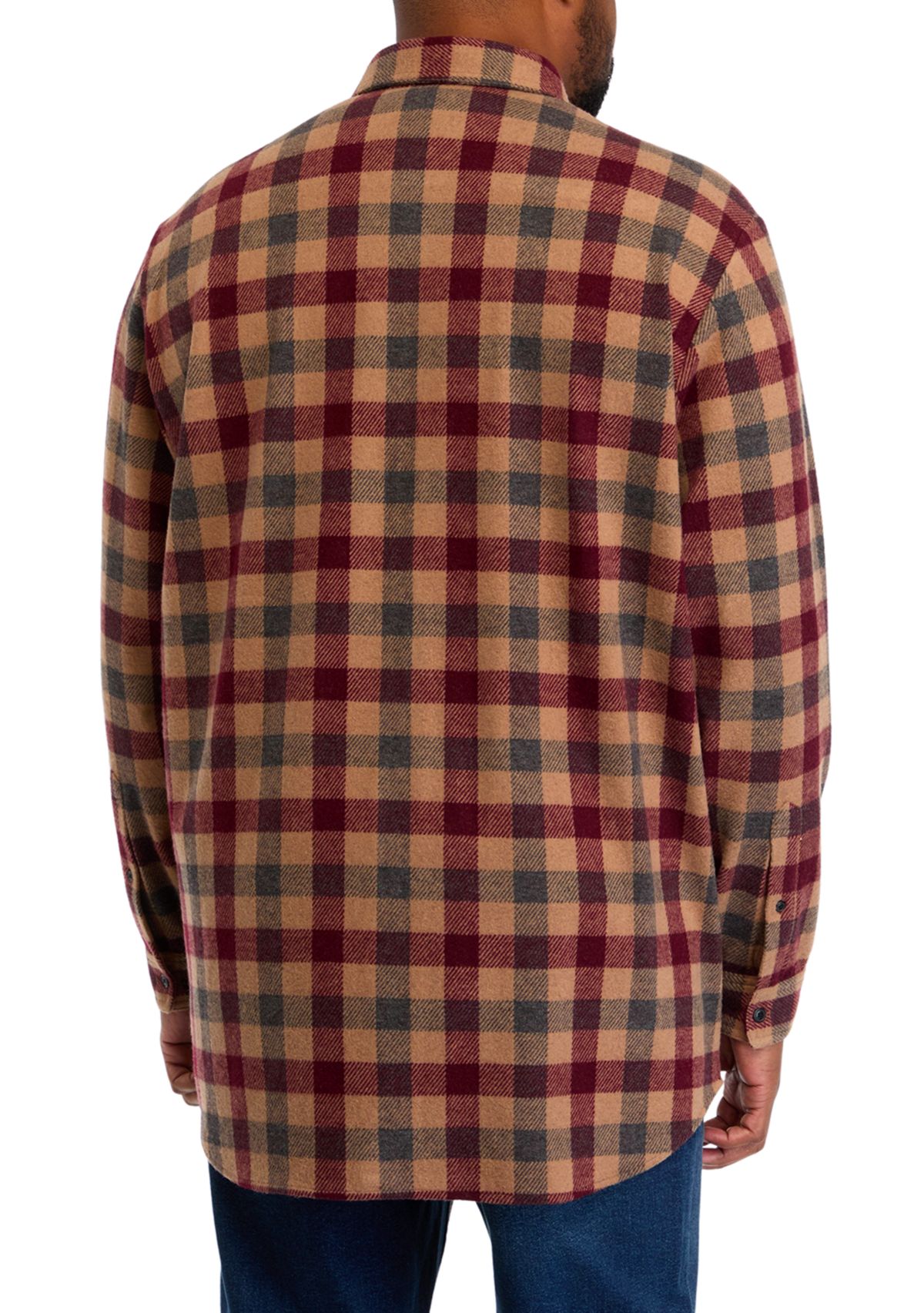 Big & Tall Long Sleeve Plaid Stretch Flannel Shirt