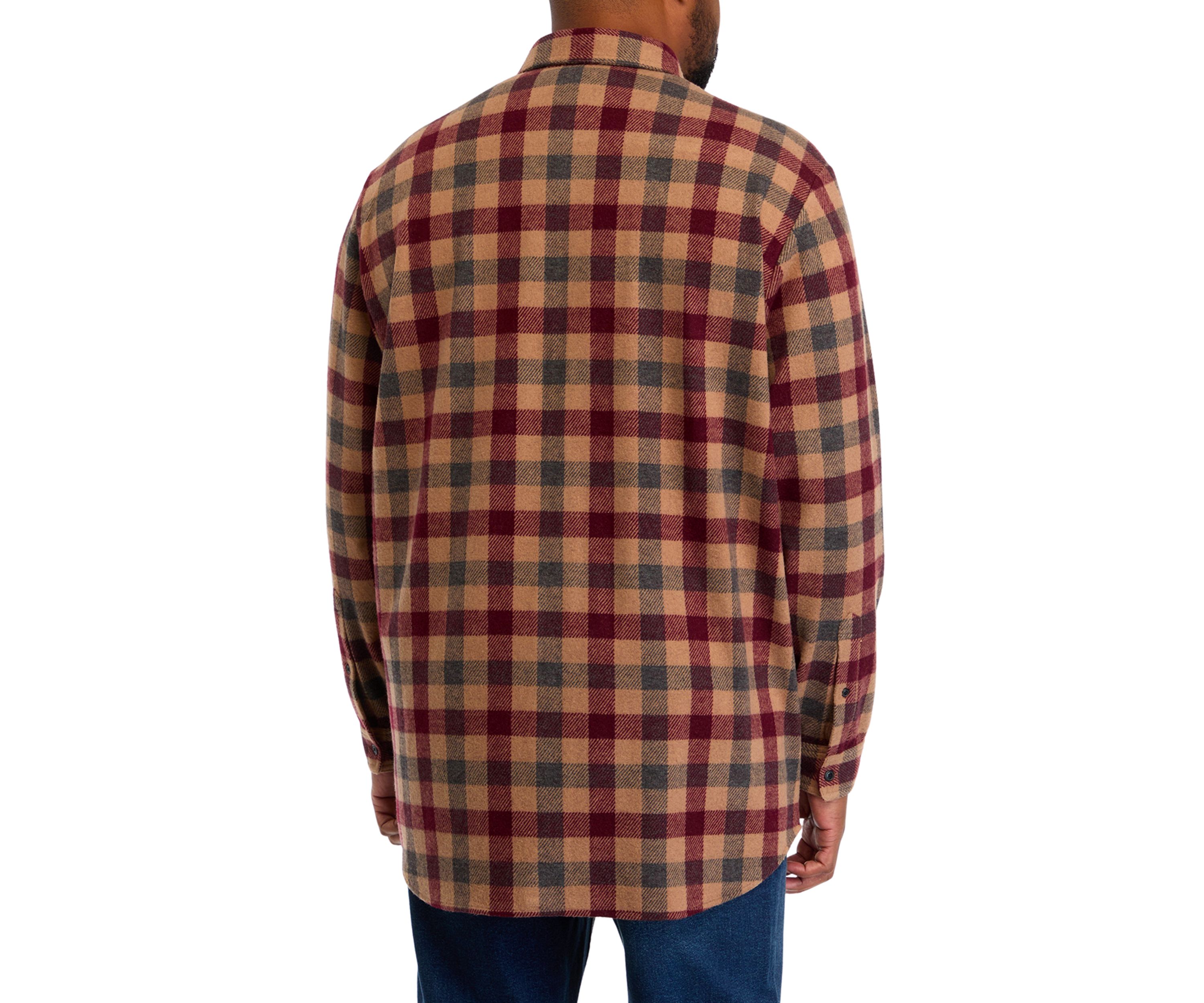 Big & Tall Long Sleeve Plaid Stretch Flannel Shirt