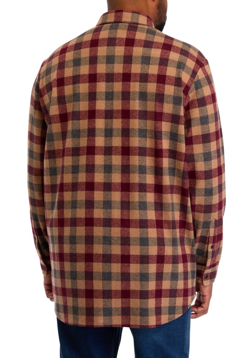 Big & Tall Long Sleeve Plaid Stretch Flannel Shirt