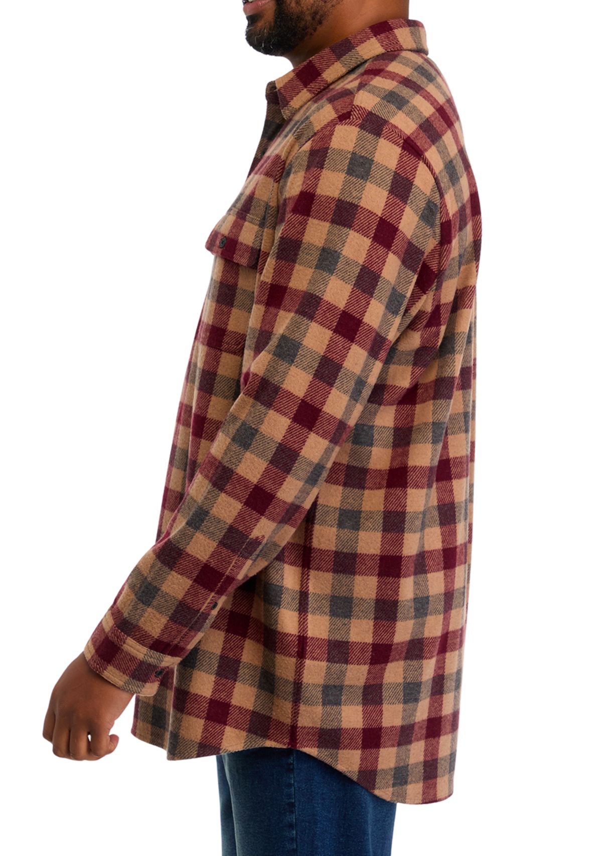 Big & Tall Long Sleeve Plaid Stretch Flannel Shirt