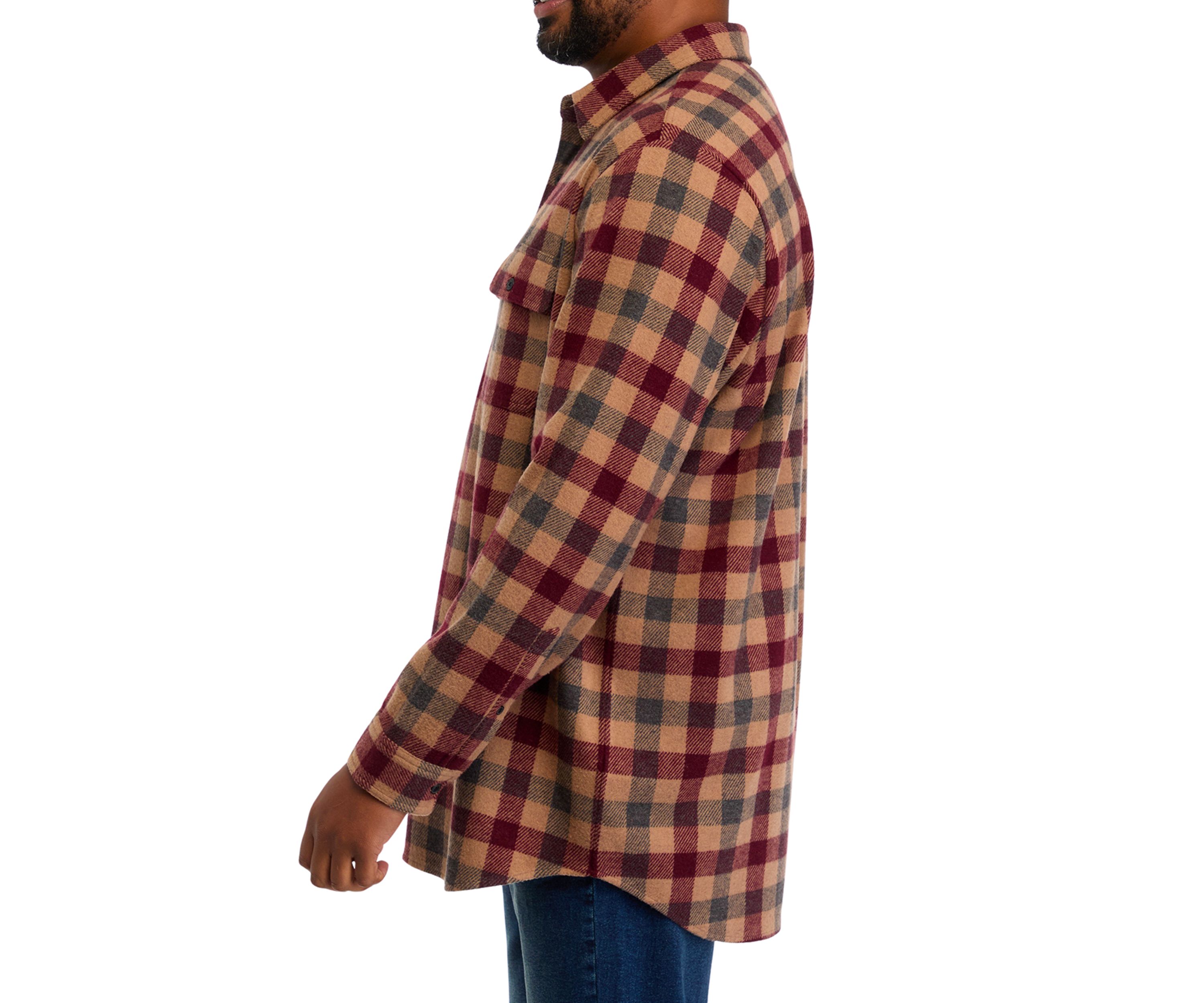 Big & Tall Long Sleeve Plaid Stretch Flannel Shirt
