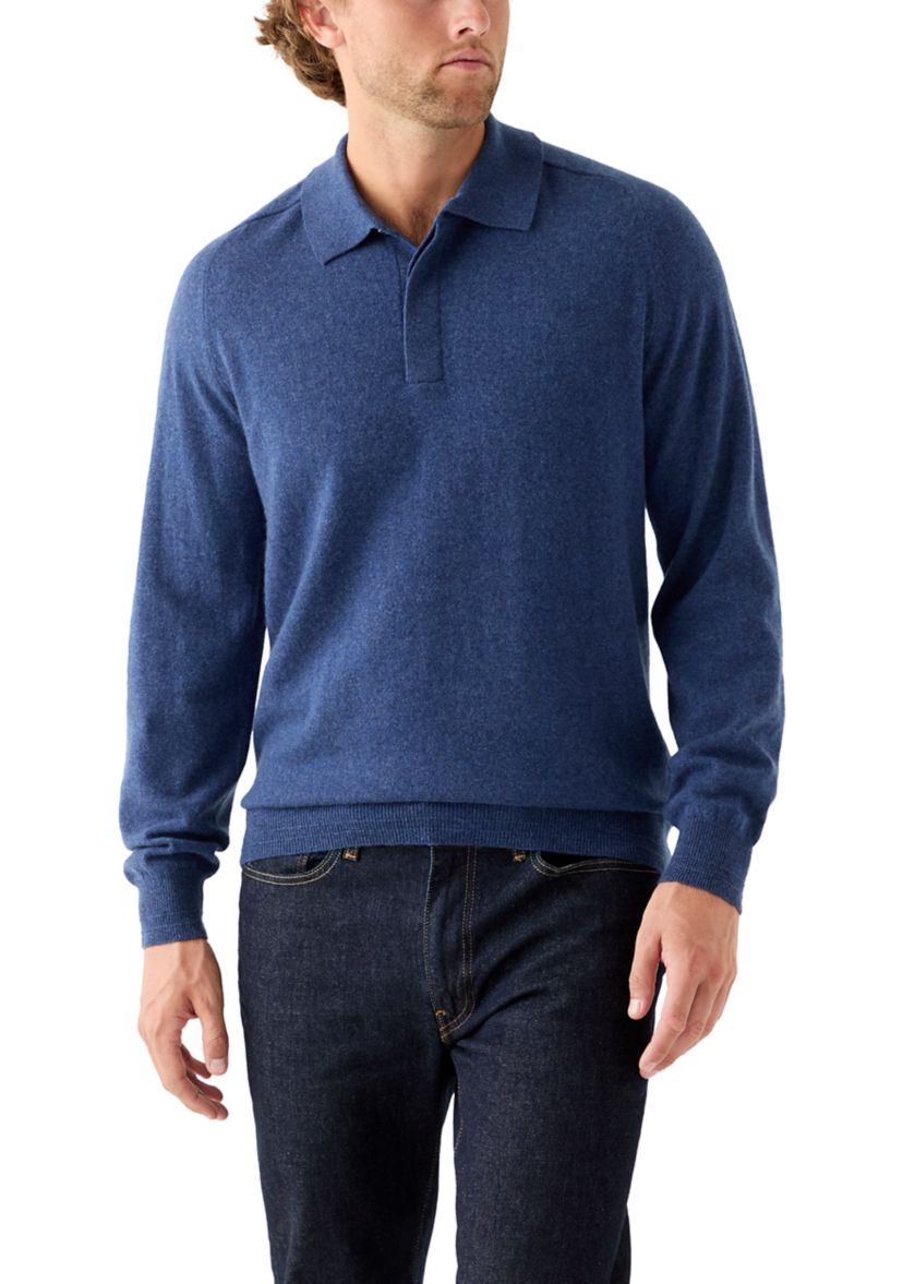 Mens Long Sleeve Covered Placket Polo Shirt