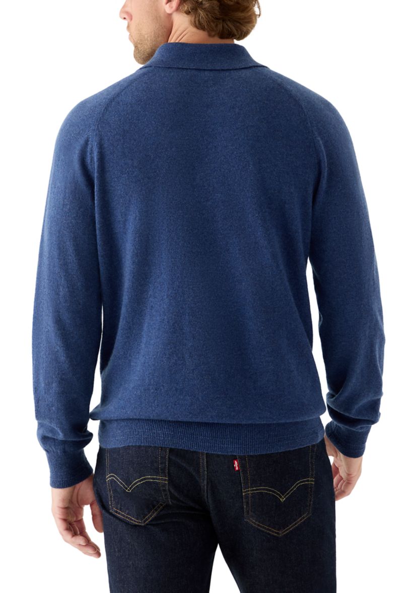 Mens Long Sleeve Covered Placket Polo Shirt