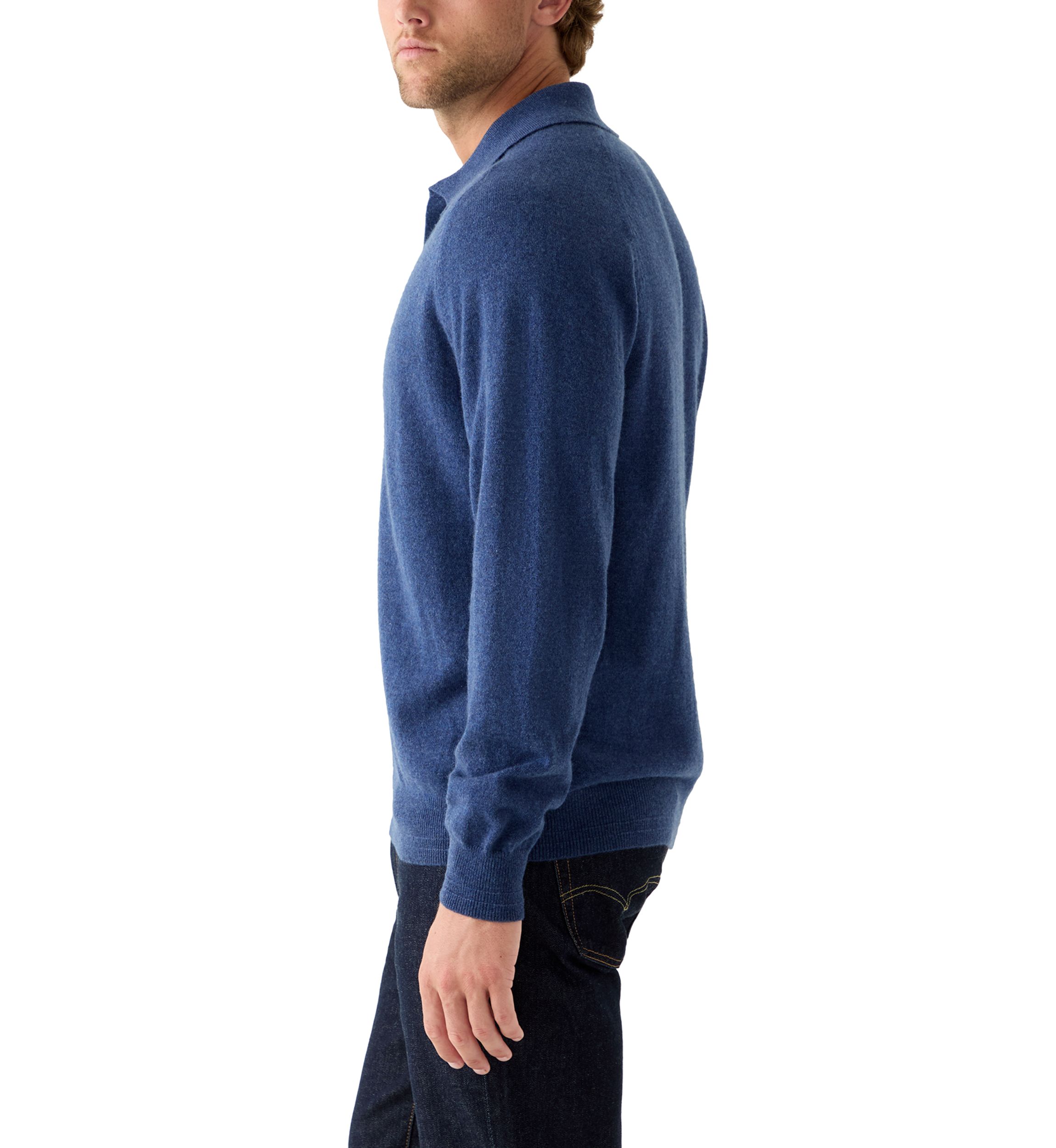 Mens Long Sleeve Covered Placket Polo Shirt