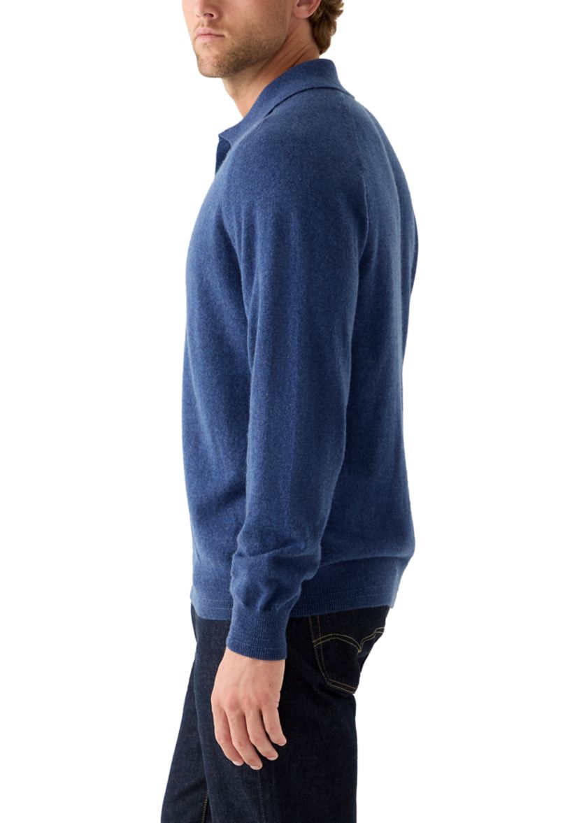 Mens Long Sleeve Covered Placket Polo Shirt