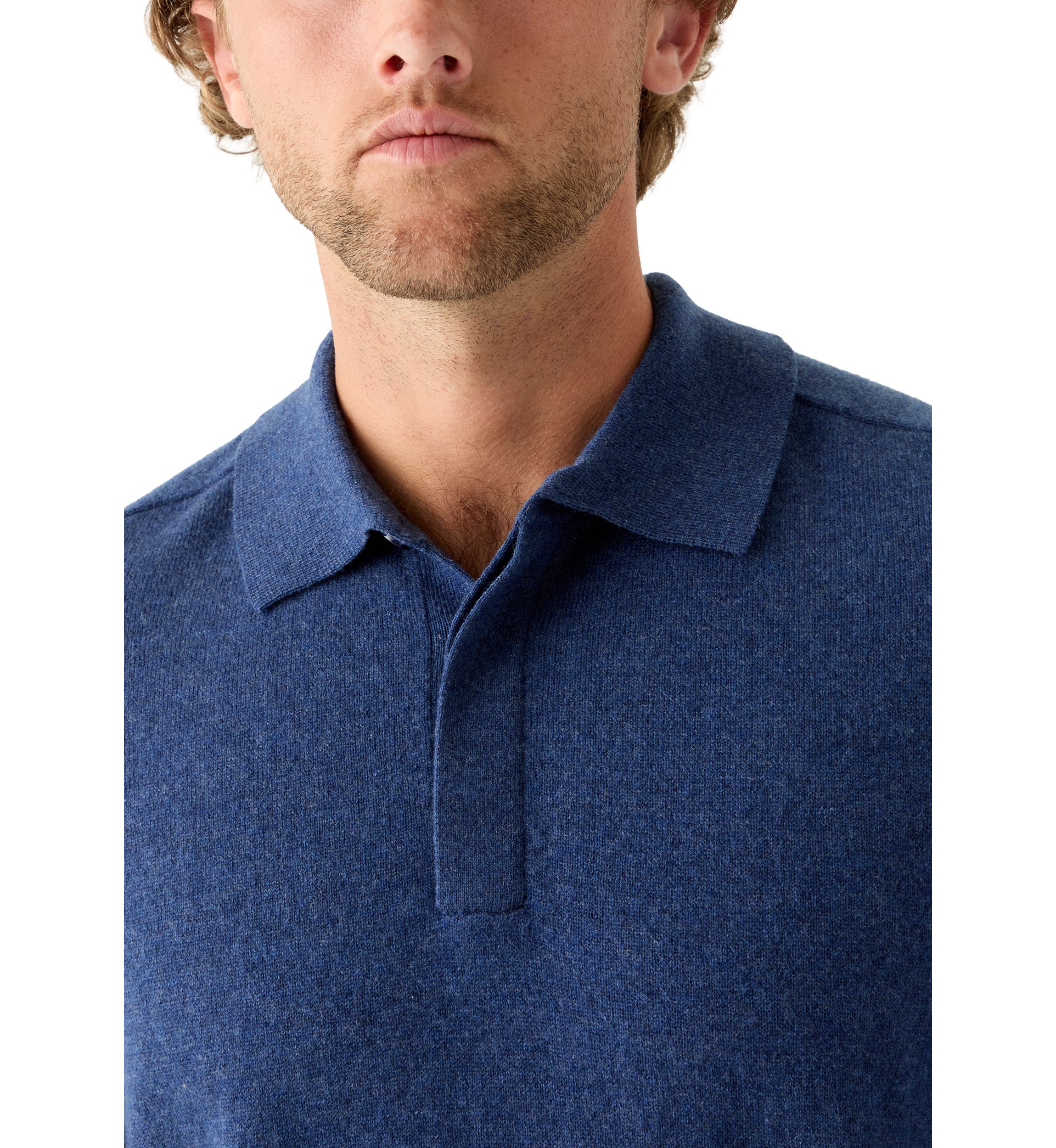 Mens Long Sleeve Covered Placket Polo Shirt