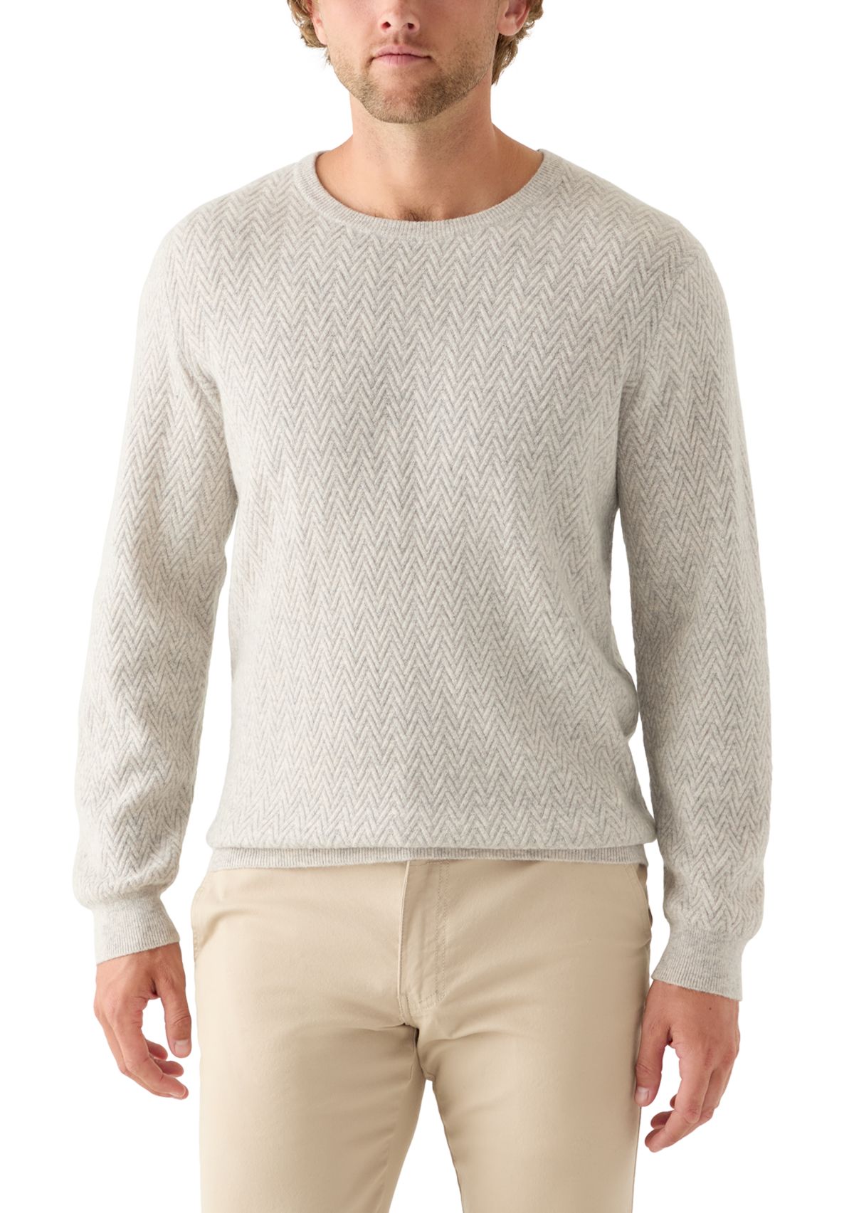Mens Herringbone Cashmere Sweater