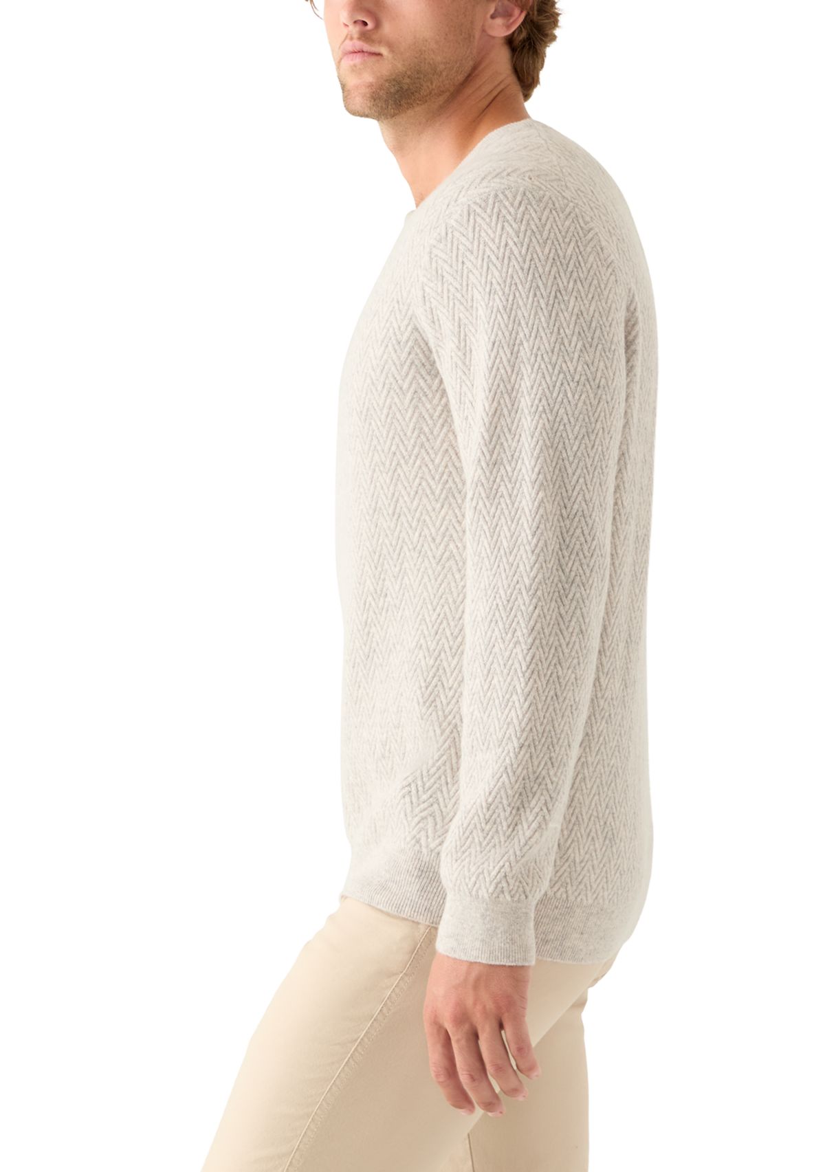 Mens Herringbone Cashmere Sweater