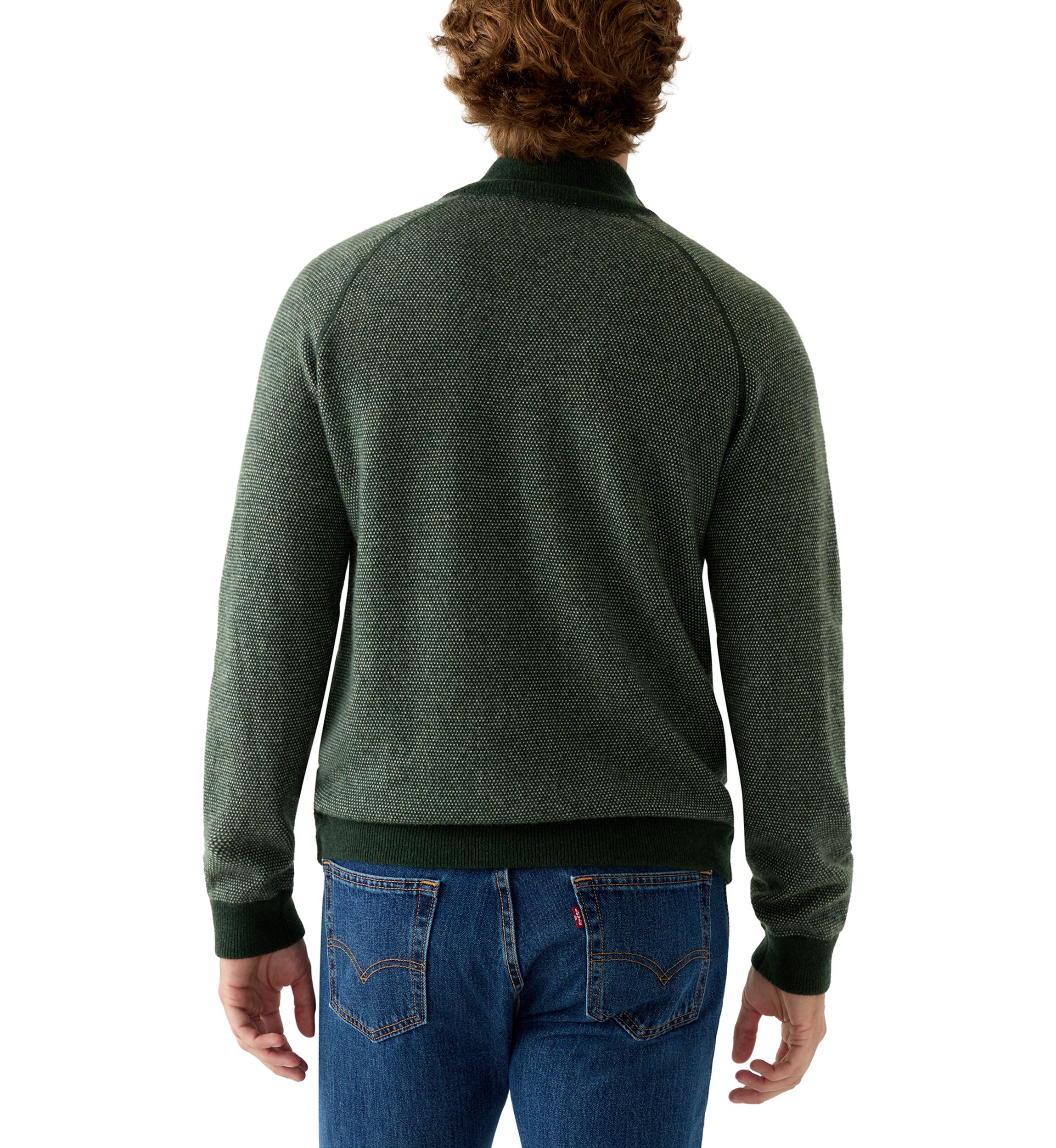 Mens Birdseye Pattern 1/4 Zip Cashmere Sweater
