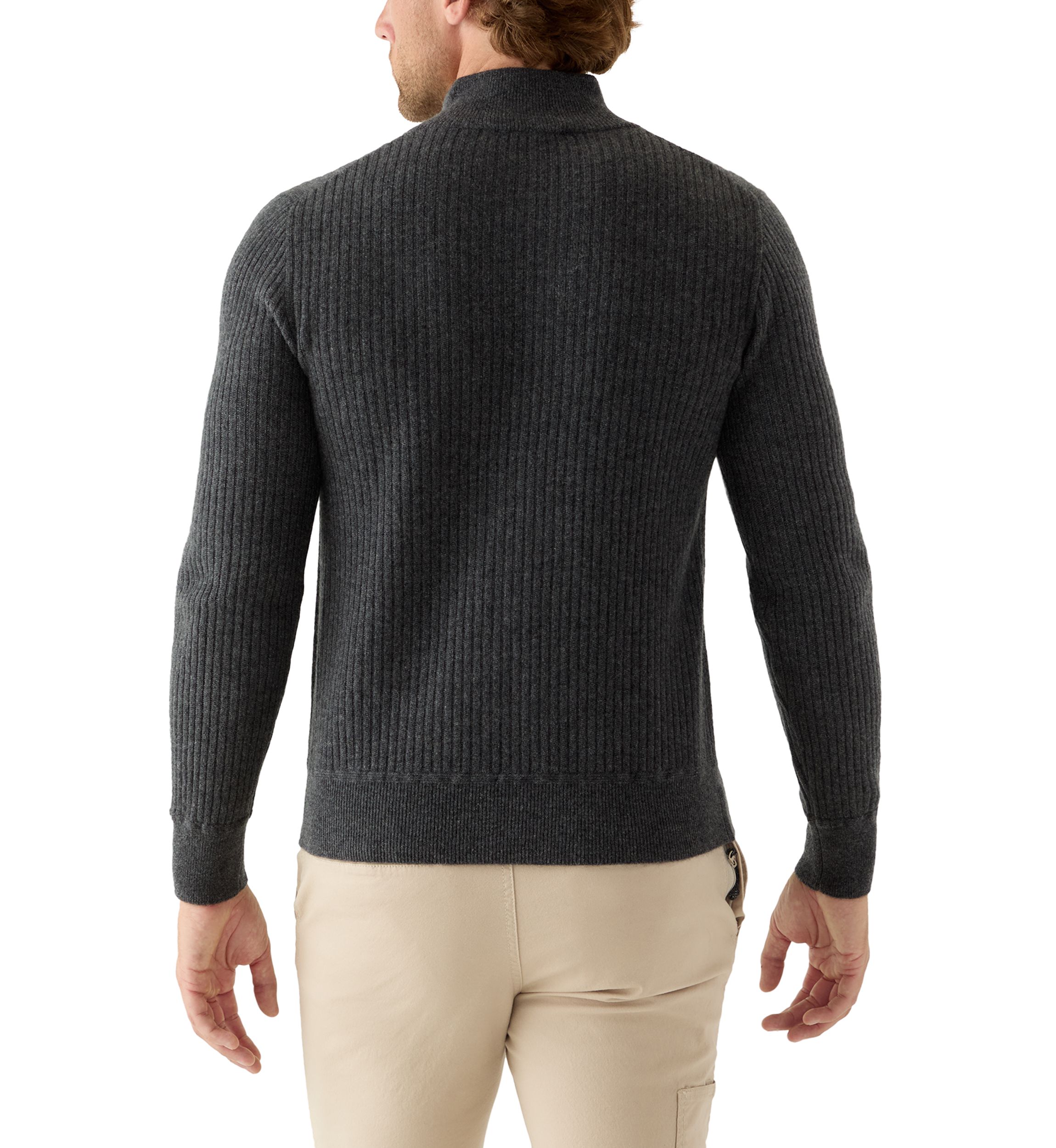 Mens Ribbed Button Neck Pullover Sweater 