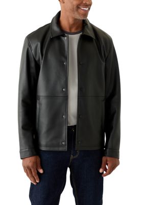 TRUTH by Republic Men's Faux Leather Snap Front Shacket