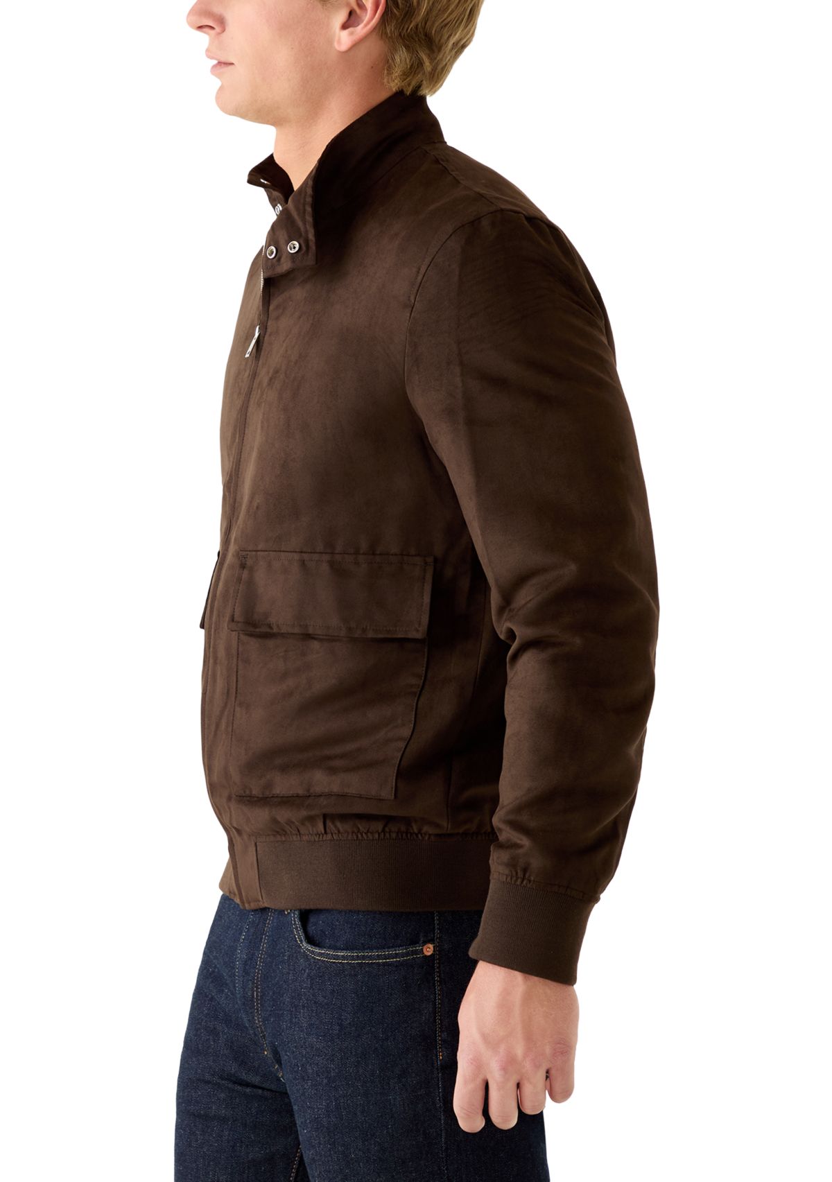 Mens Suede Zip Jacket with Front Pockets