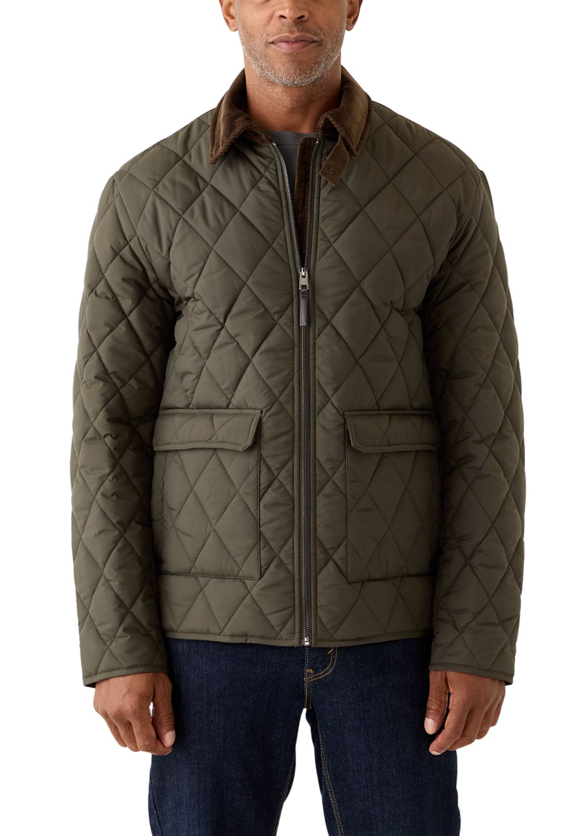 Mens Quilted Jacket with Cord Collar