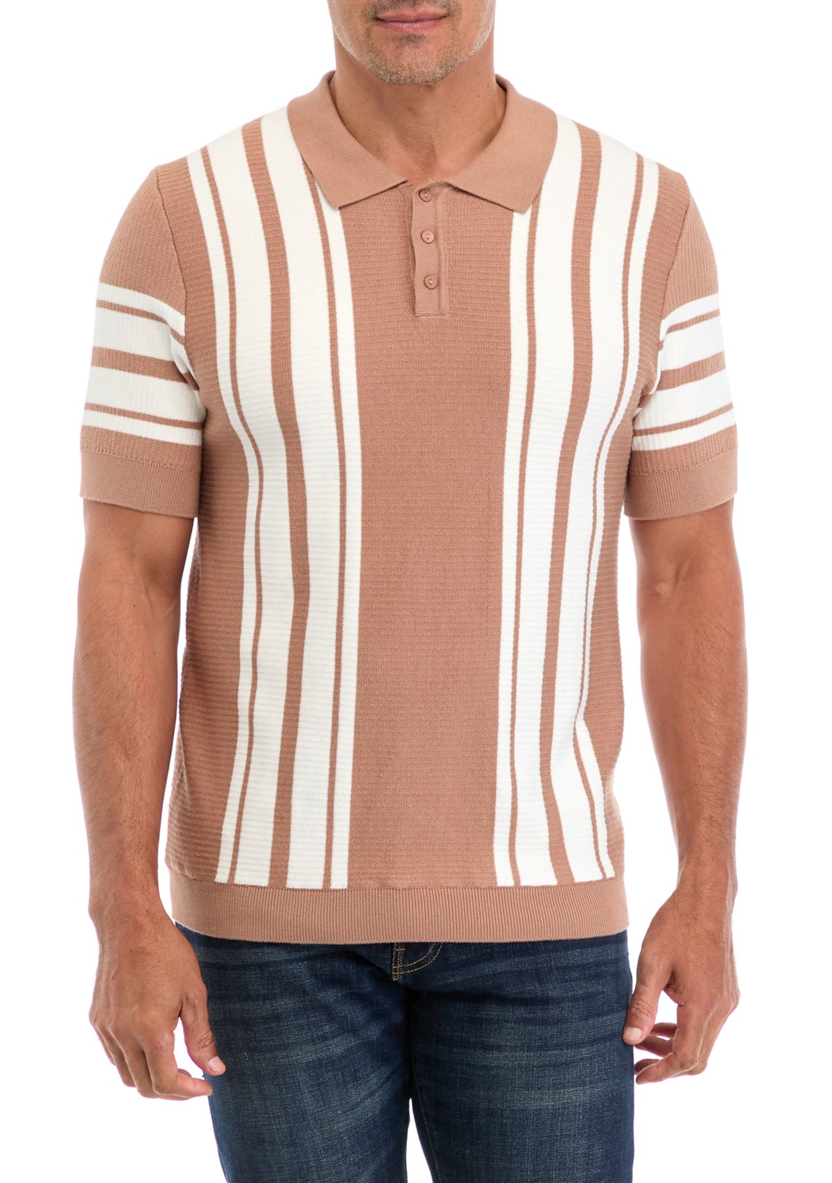 Mens Striped Cotton Polo Shirt
