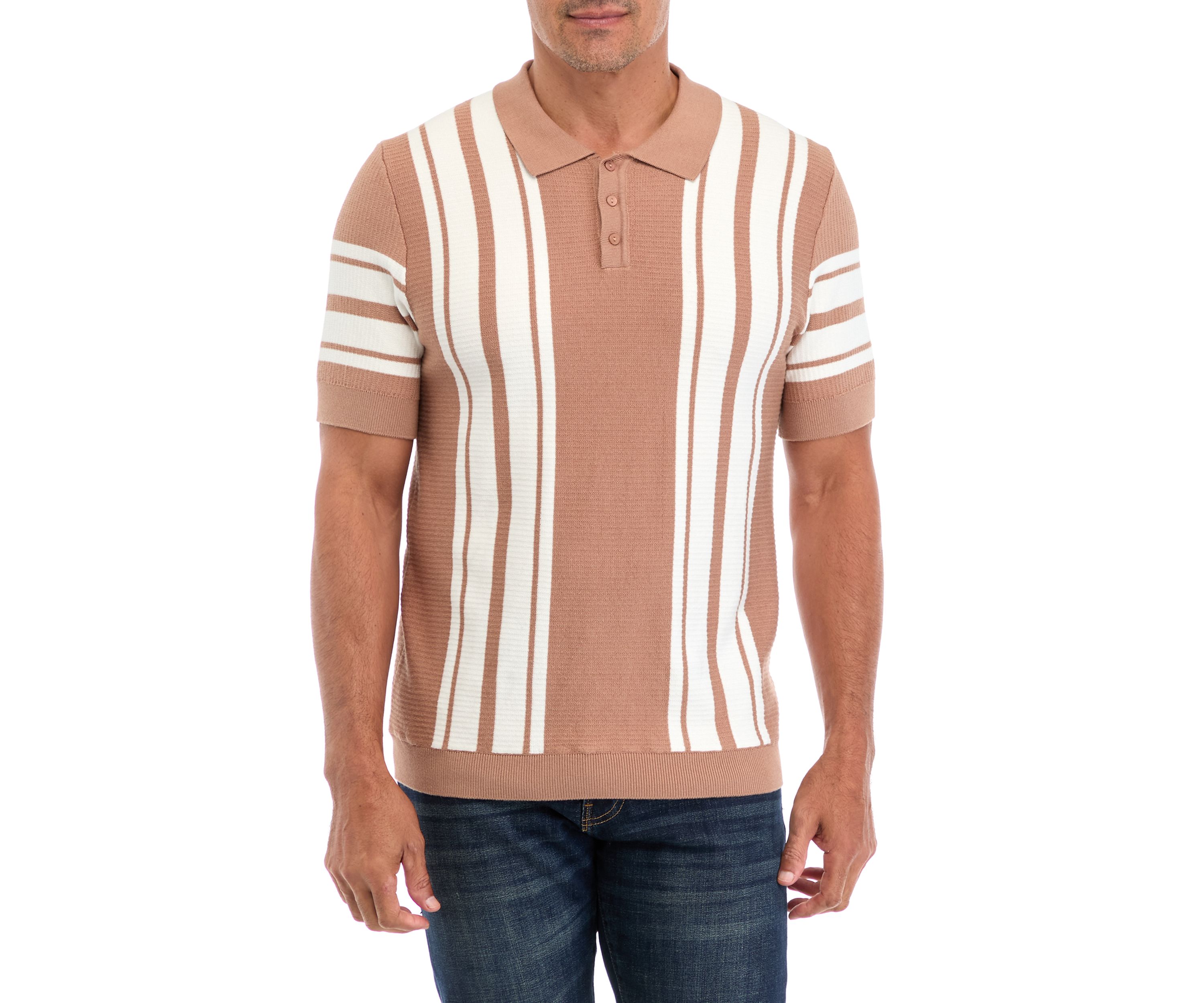 Mens Striped Cotton Polo Shirt