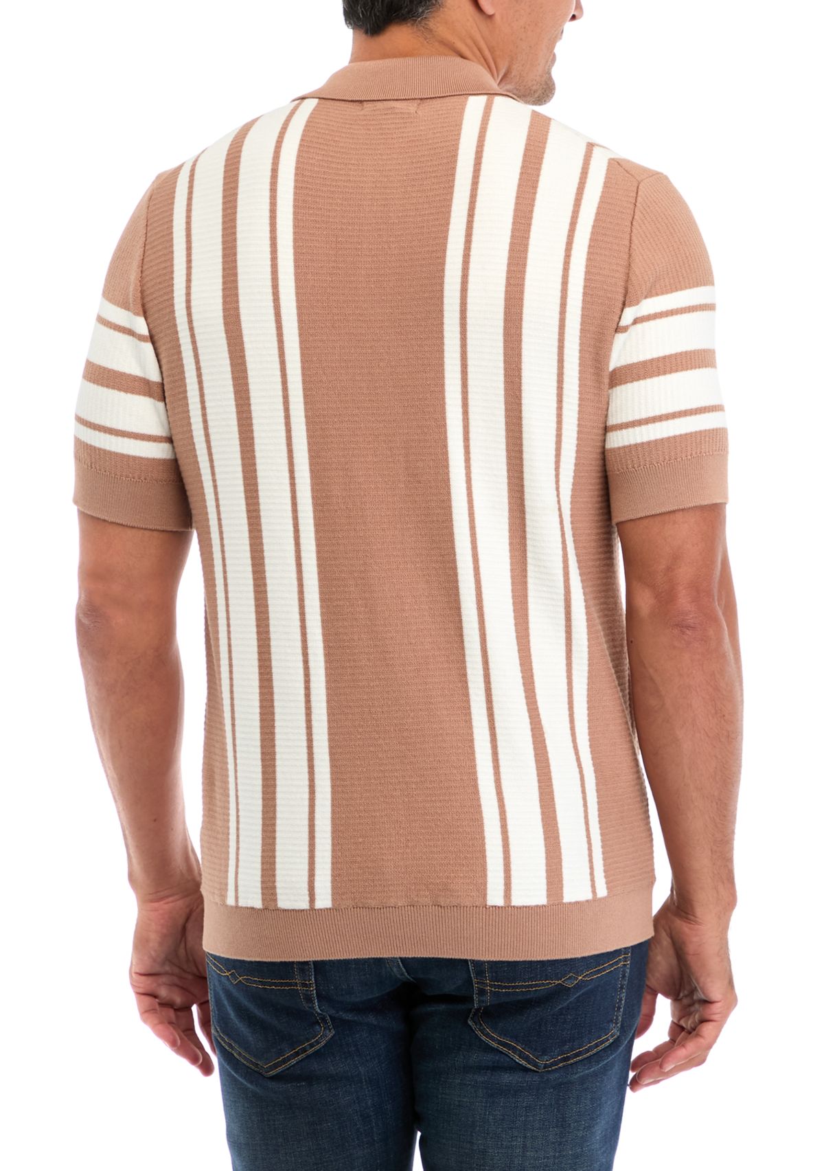 Mens Striped Cotton Polo Shirt