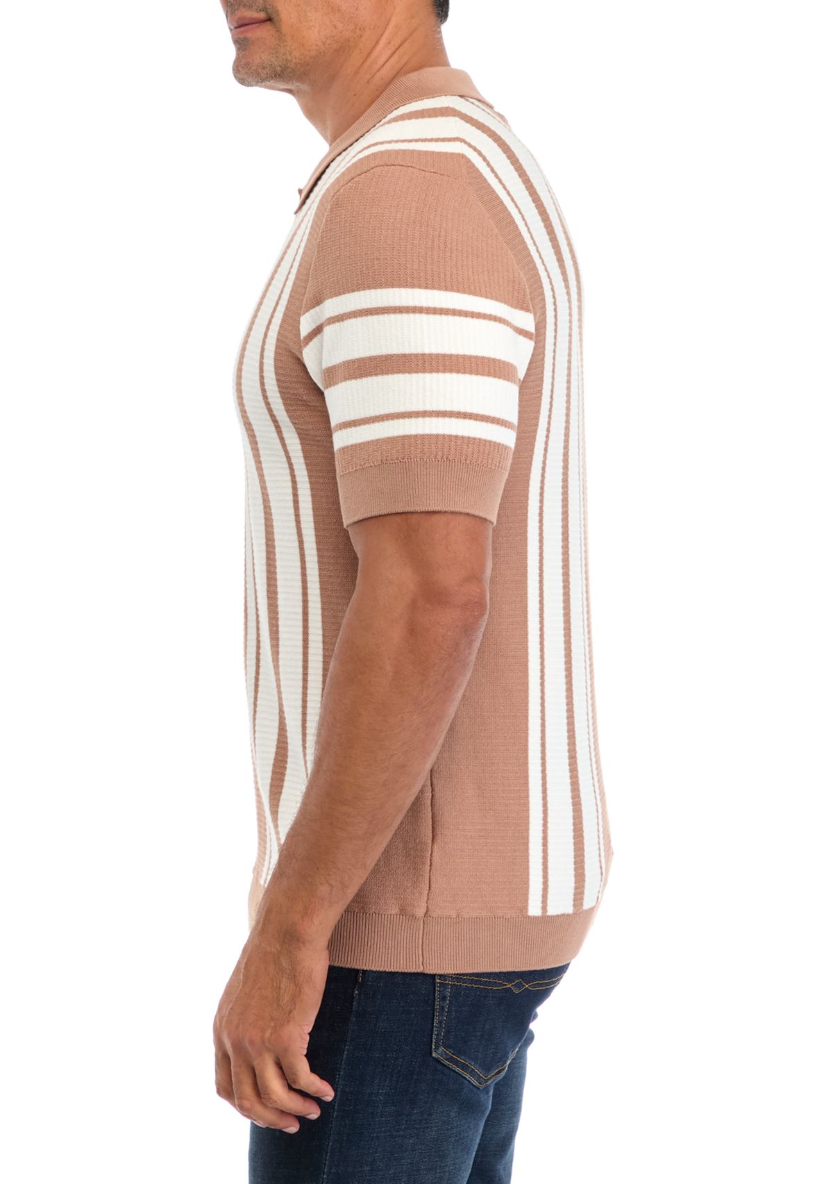 Mens Striped Cotton Polo Shirt