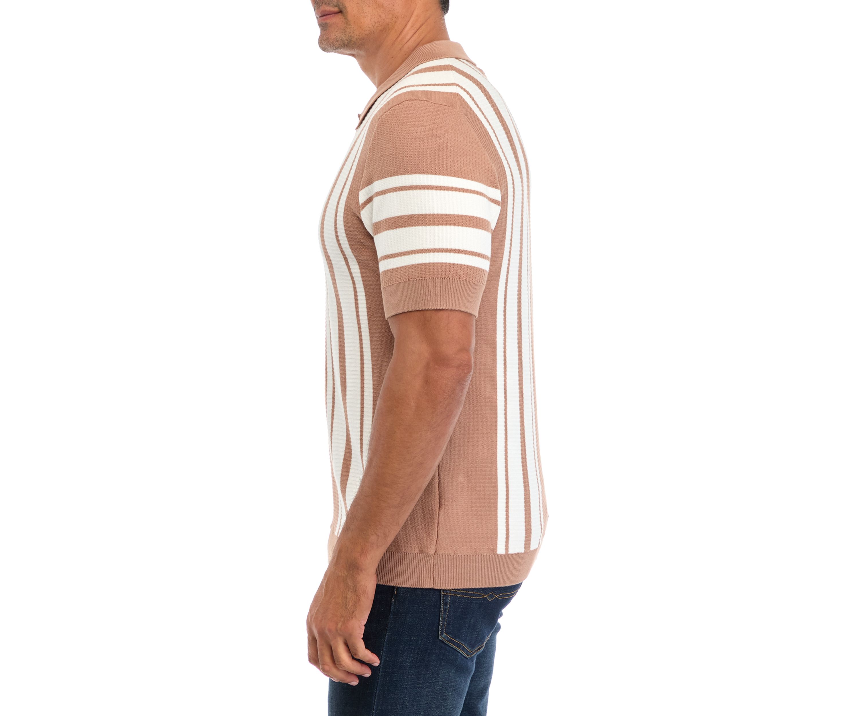 Mens Striped Cotton Polo Shirt