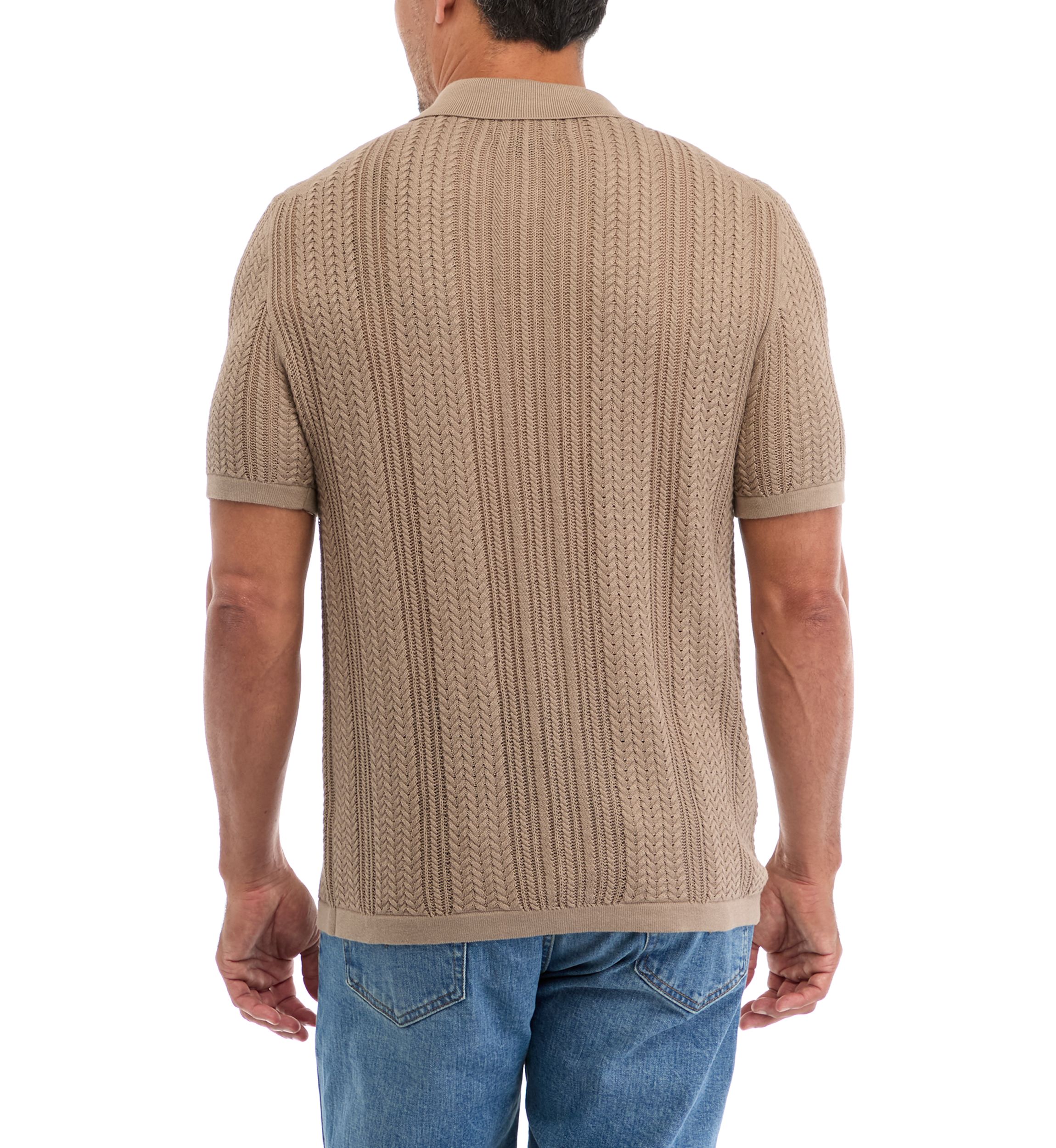 Short Sleeve Textured Sweater Polo Shirt 