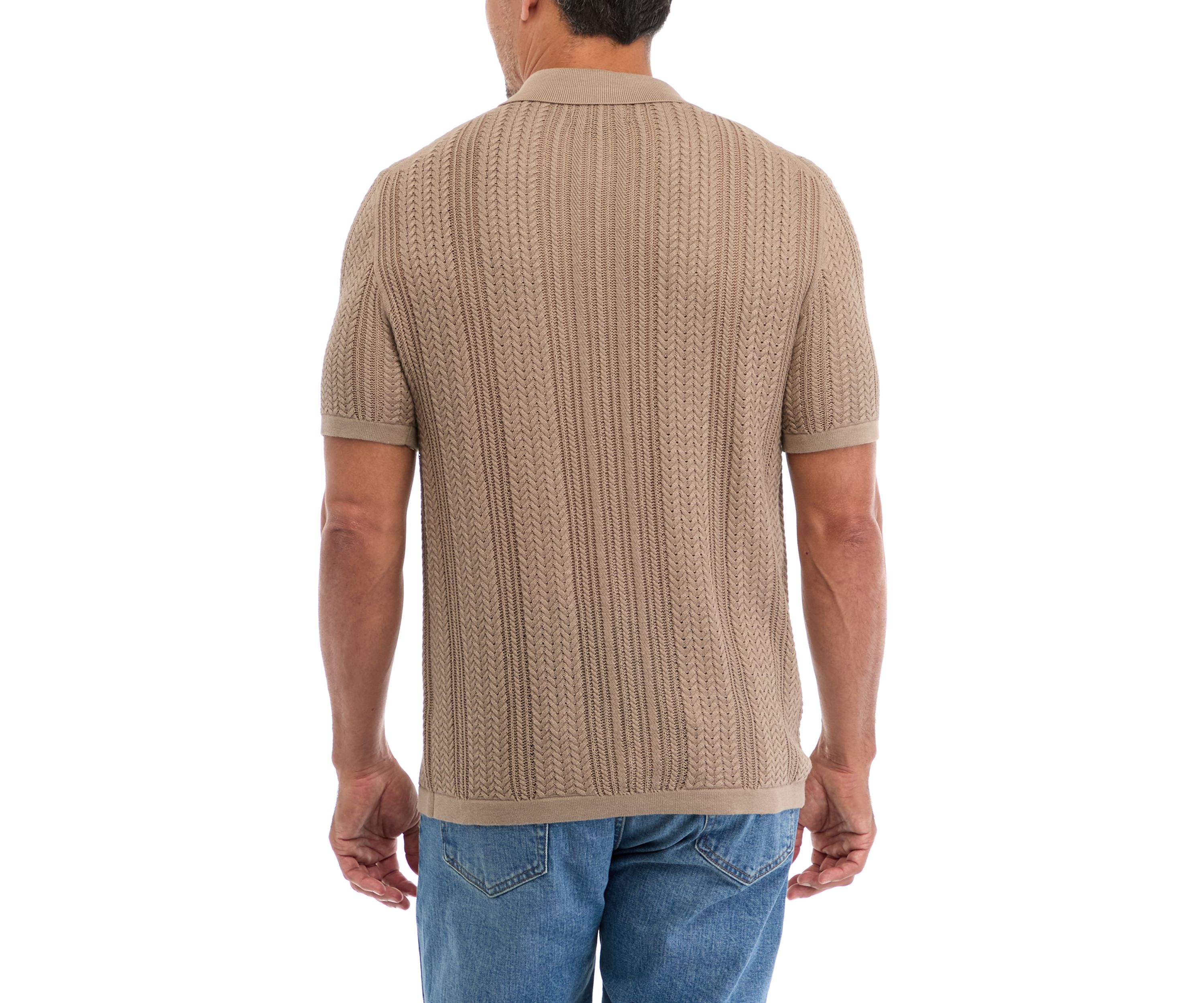 Short Sleeve Textured Sweater Polo Shirt 