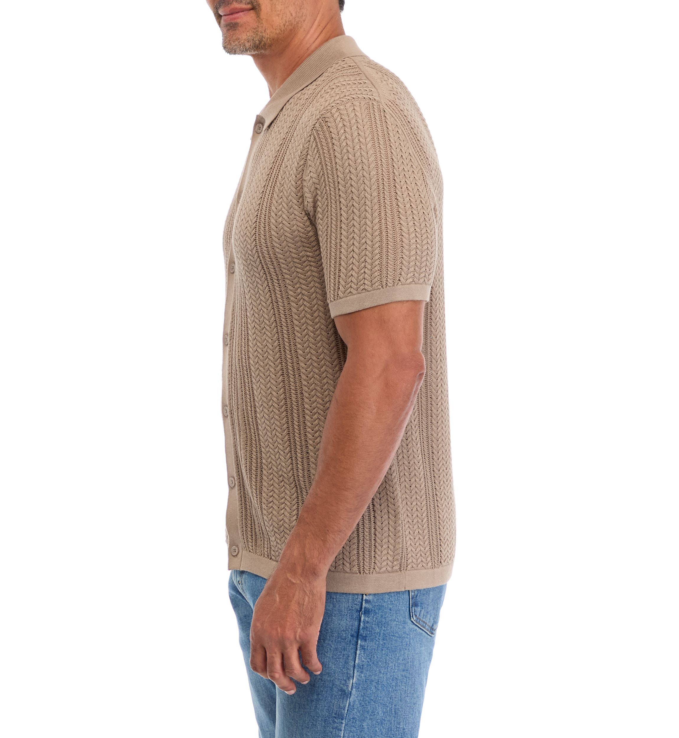Short Sleeve Textured Sweater Polo Shirt 