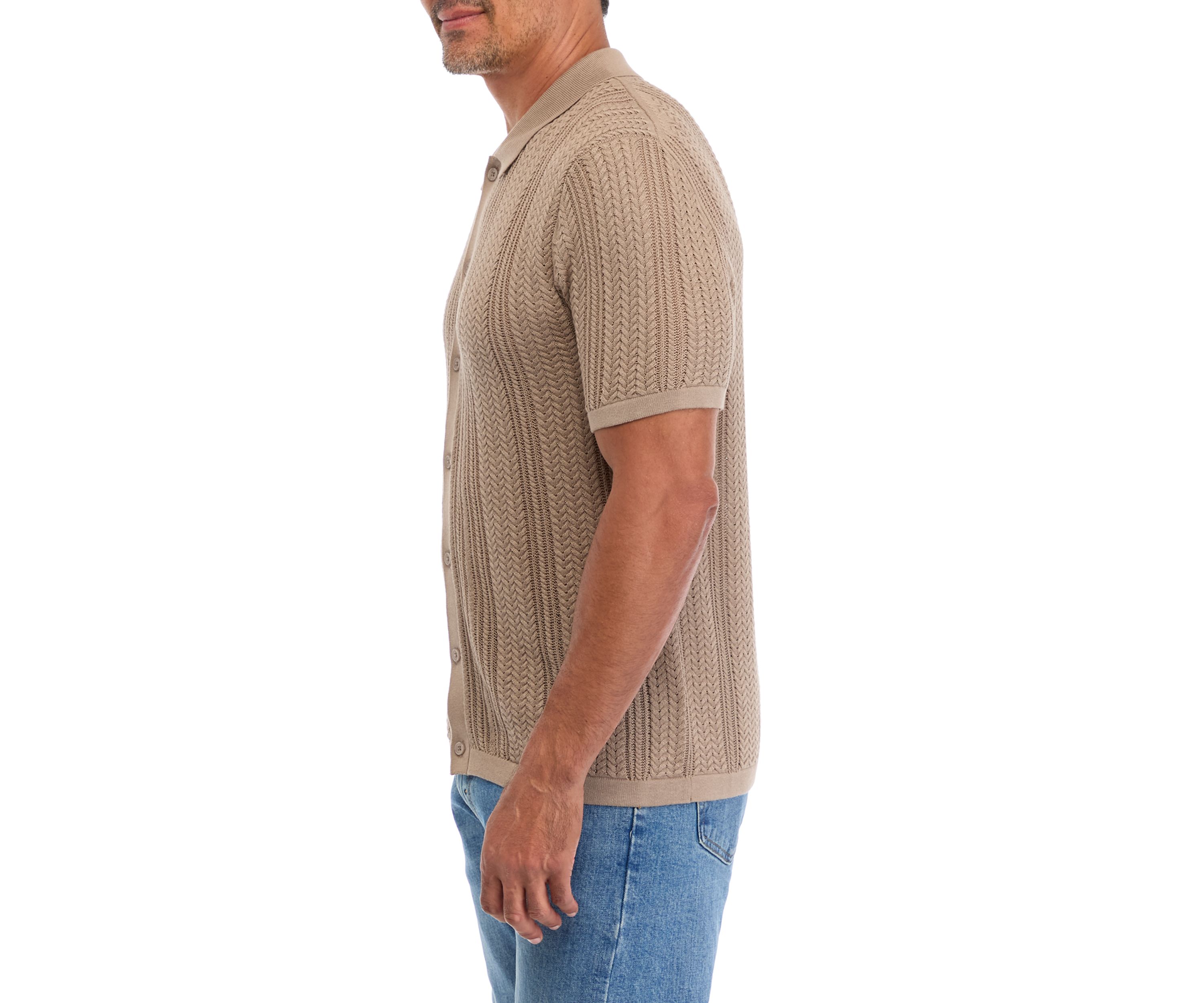 Short Sleeve Textured Sweater Polo Shirt 