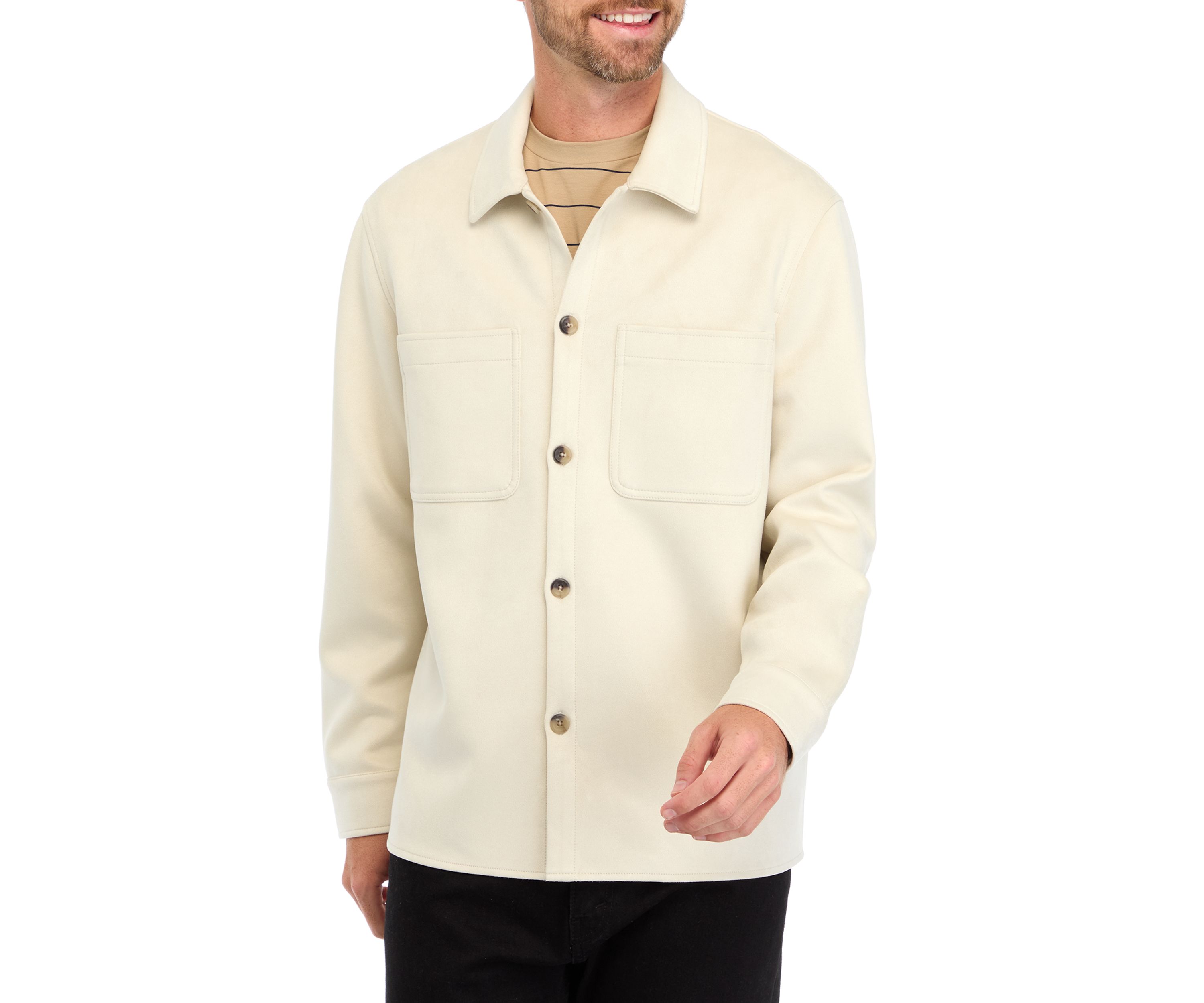 Mens Faux Suede Shirt Jacket