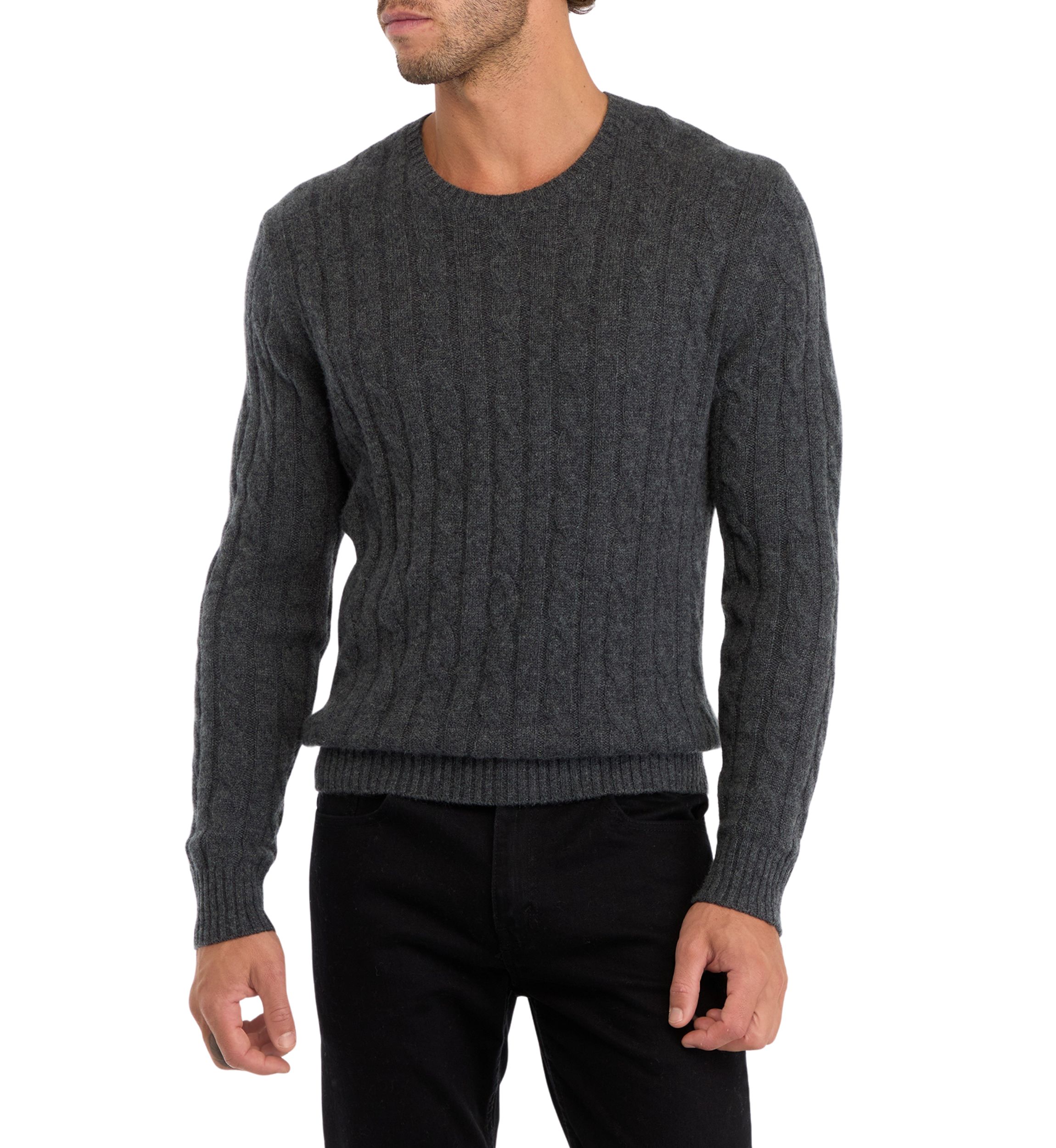 Mens Cashmere Cable Knit Sweater 