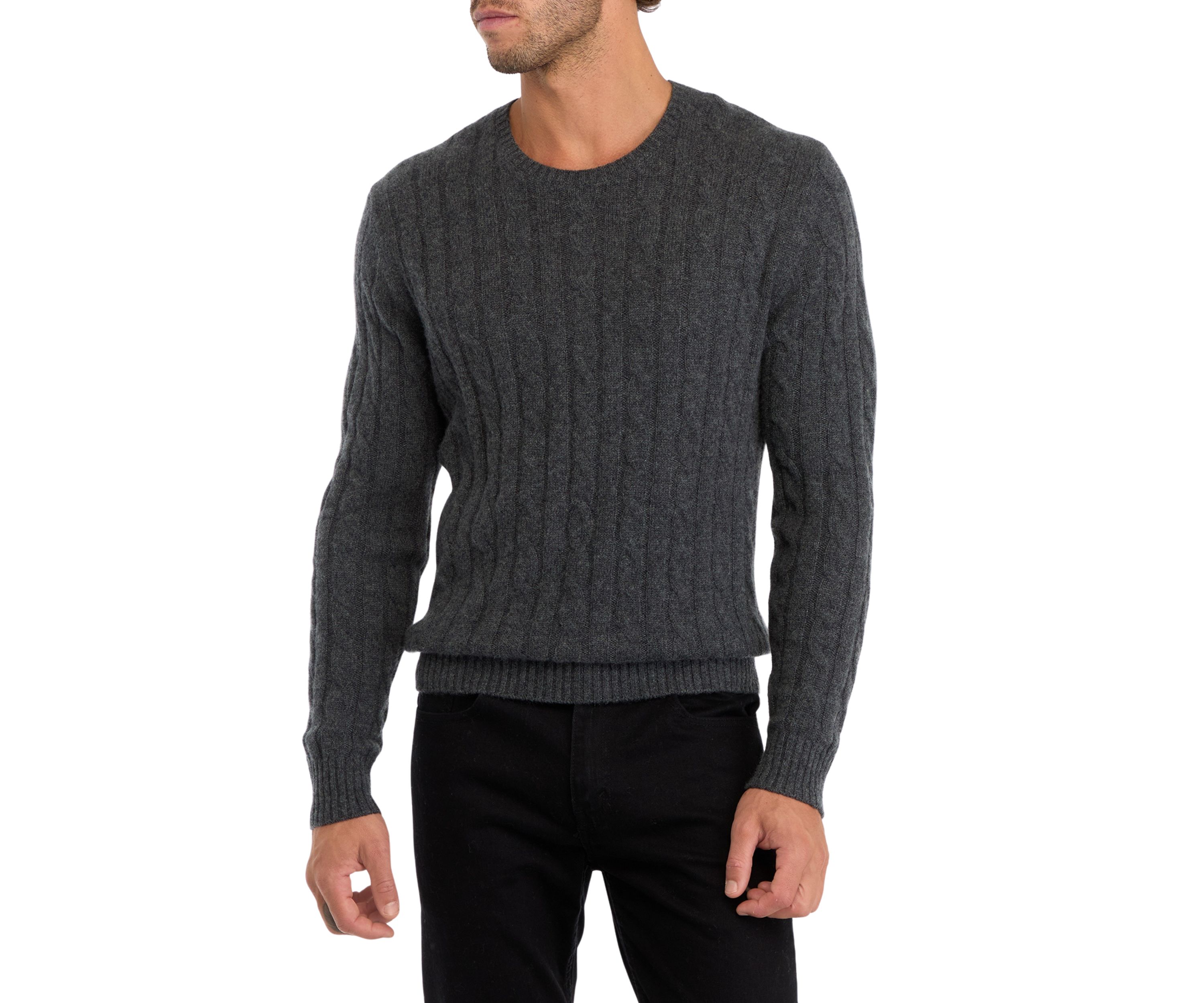 Mens Cashmere Cable Knit Sweater 