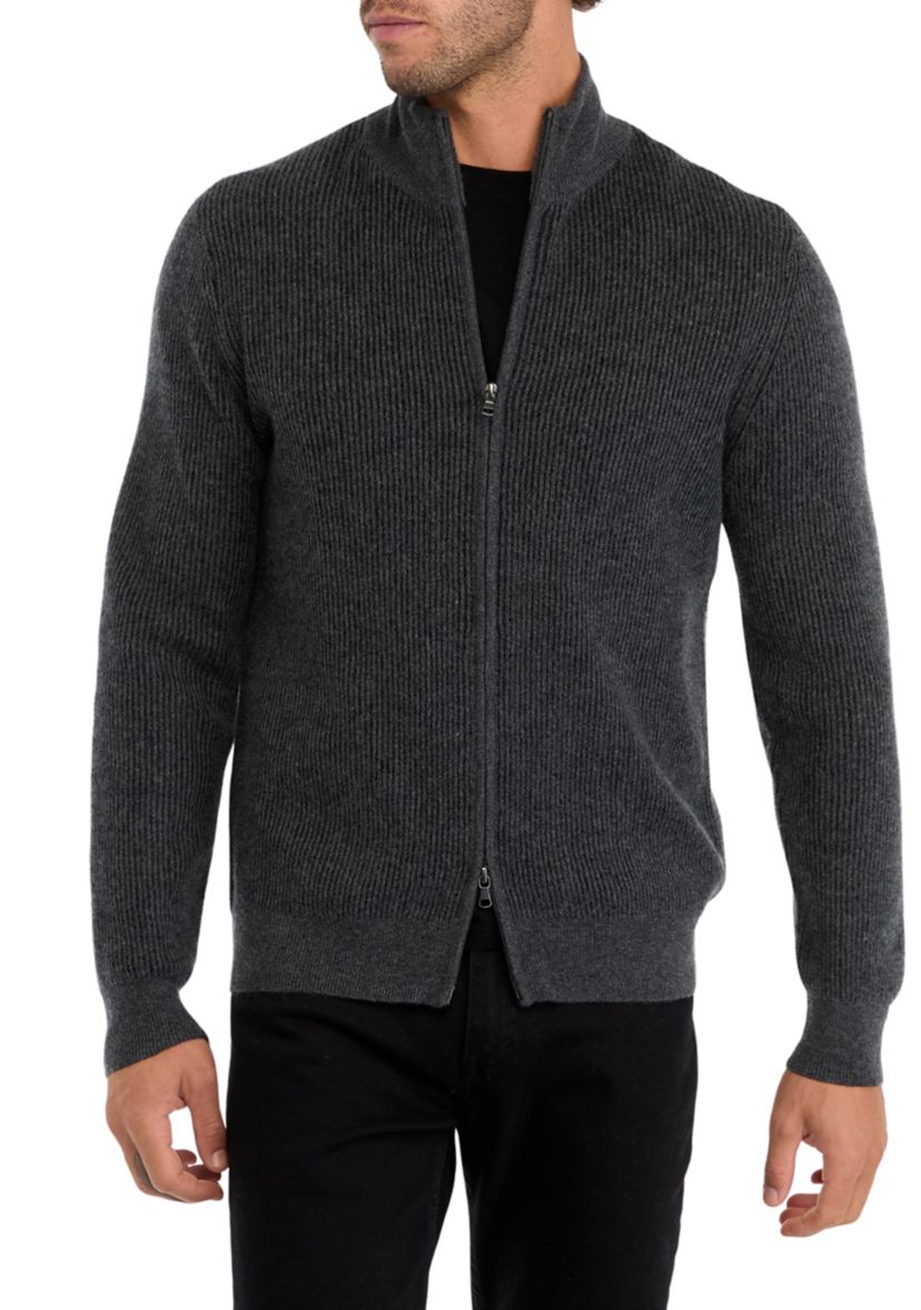 Mens Cashmere Zip Front Cardigan 