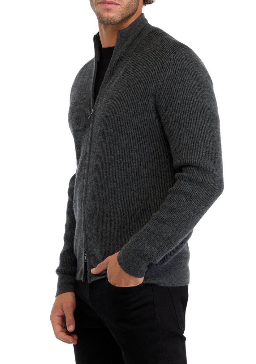 Mens Cashmere Zip Front Cardigan 