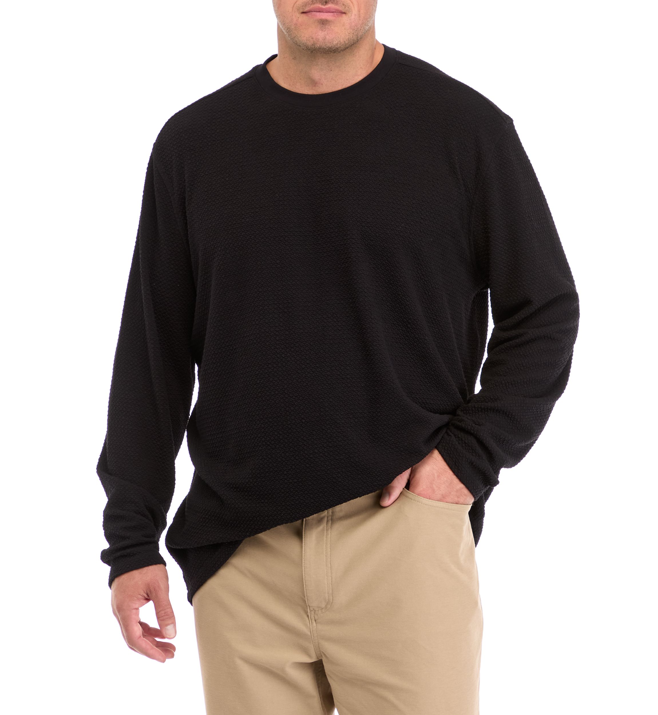 Big & Tall Long Sleeve Textured Knit Top