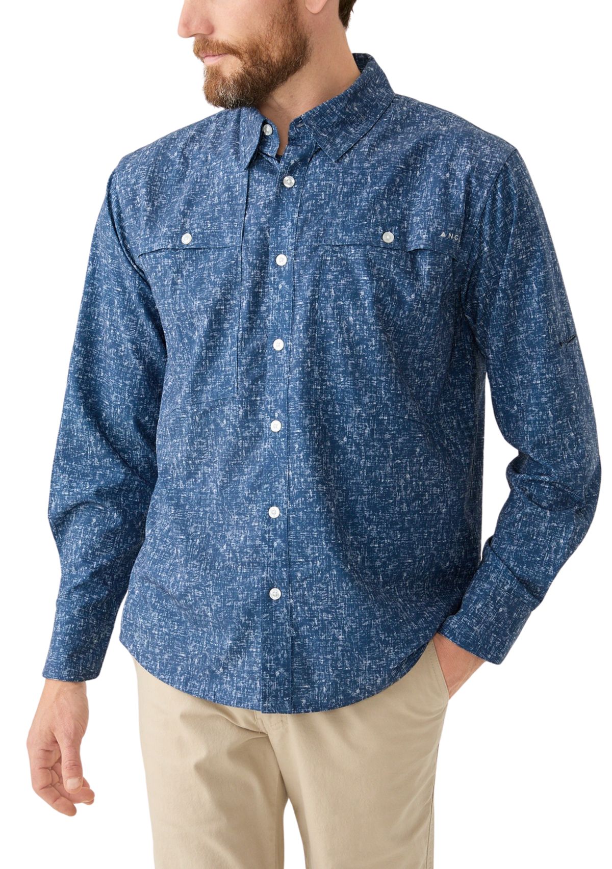 Long Sleeve Textured Woven Button Down Shirt 