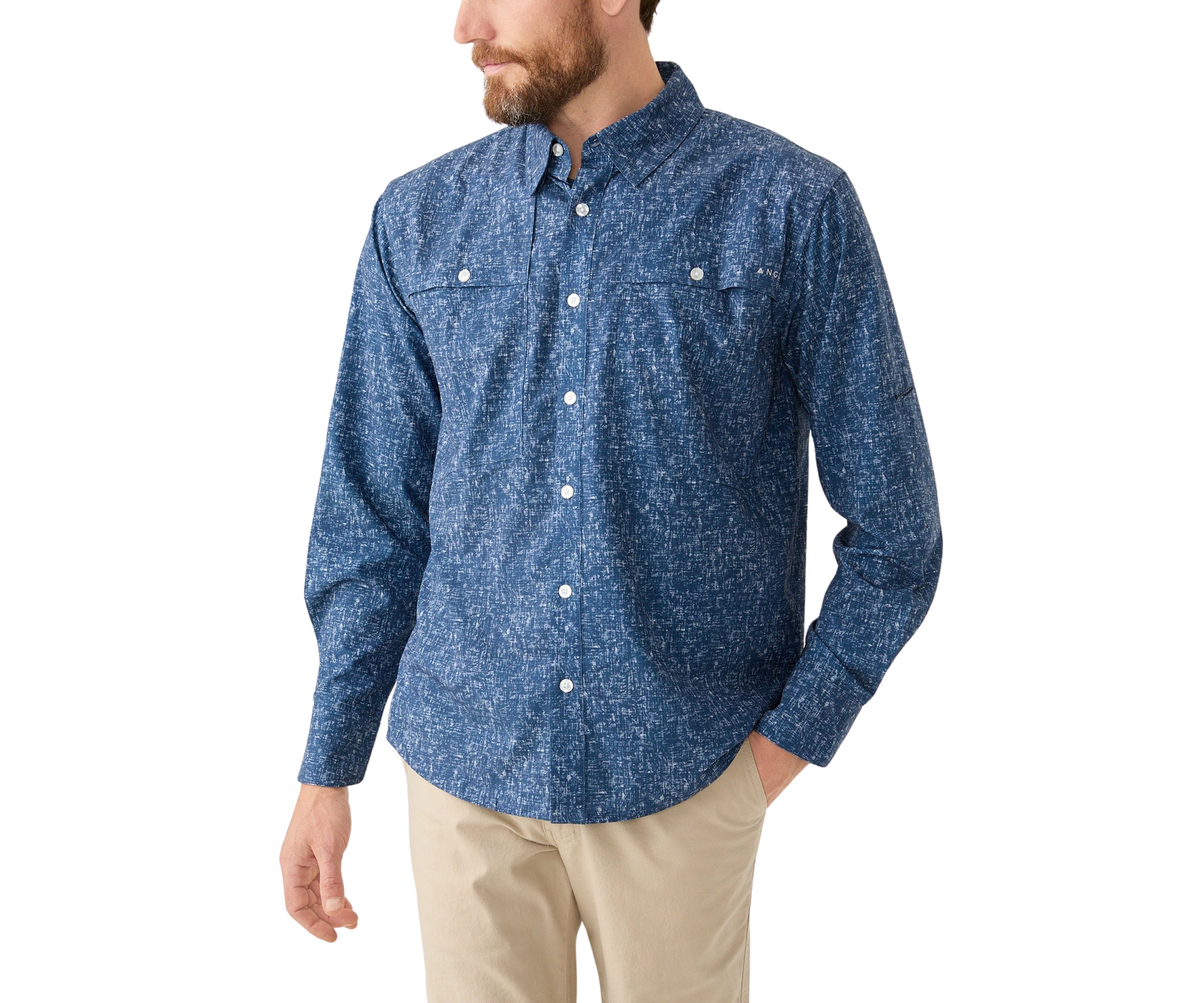 Long Sleeve Textured Woven Button Down Shirt 