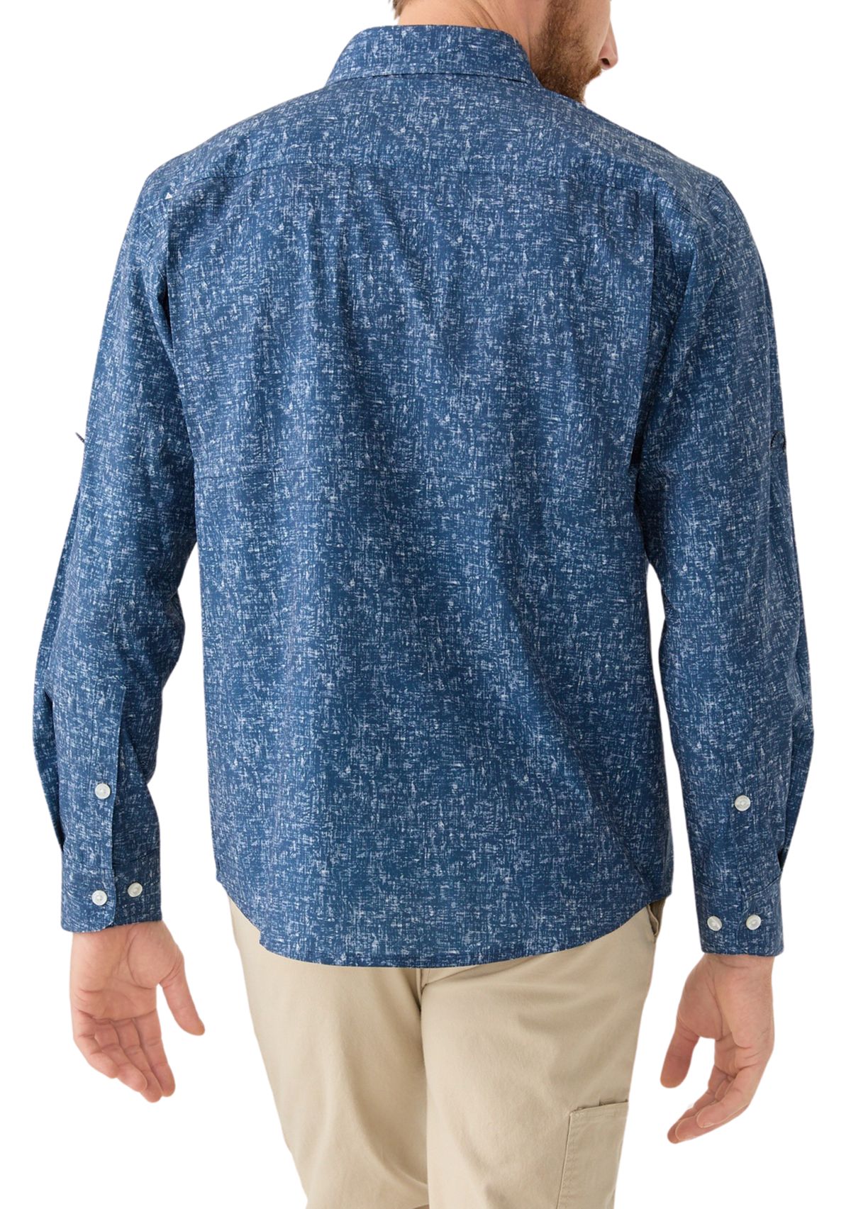 Long Sleeve Textured Woven Button Down Shirt 
