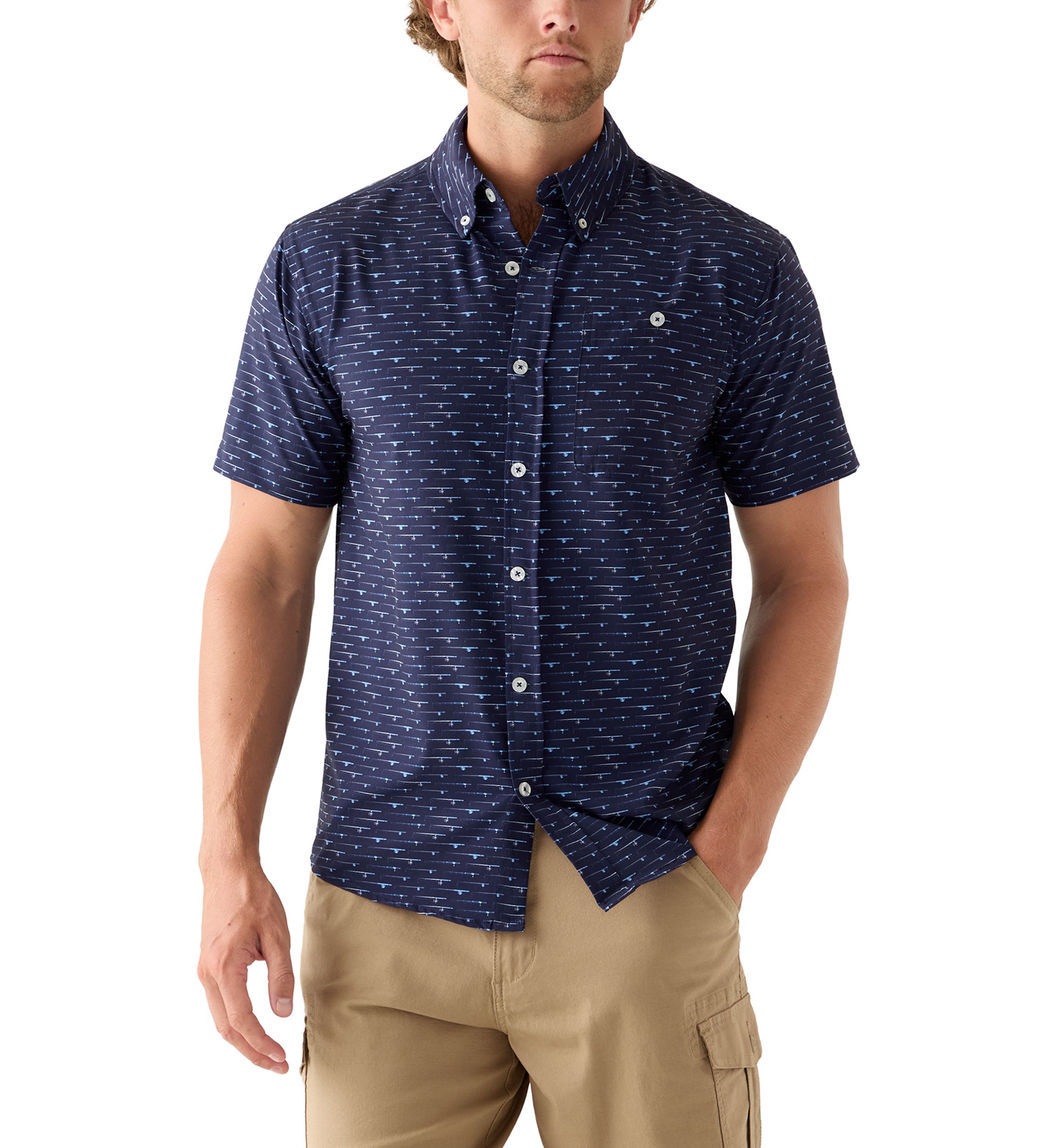 Mens Printed Button Down Woven Shirt
