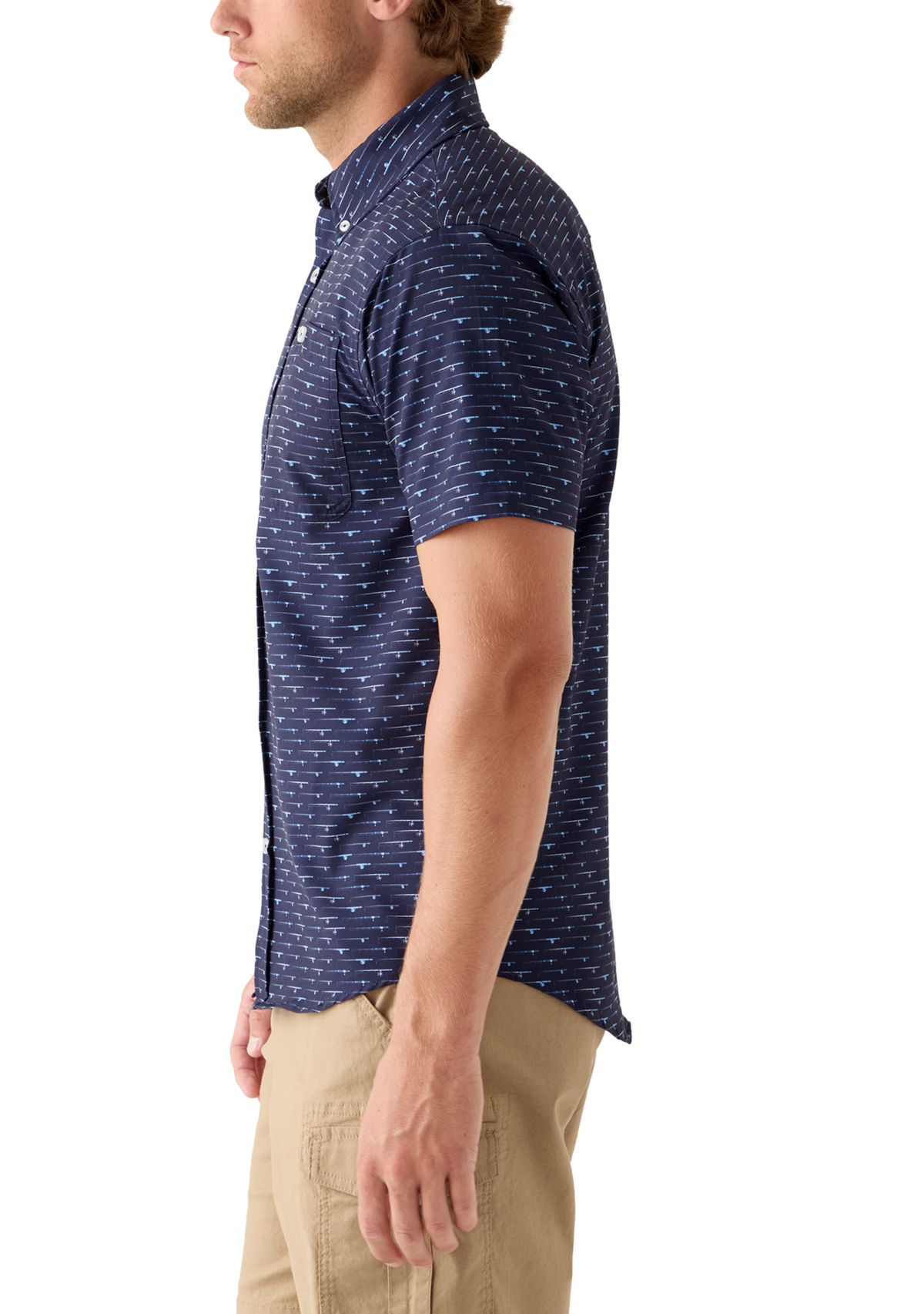 Mens Printed Button Down Woven Shirt