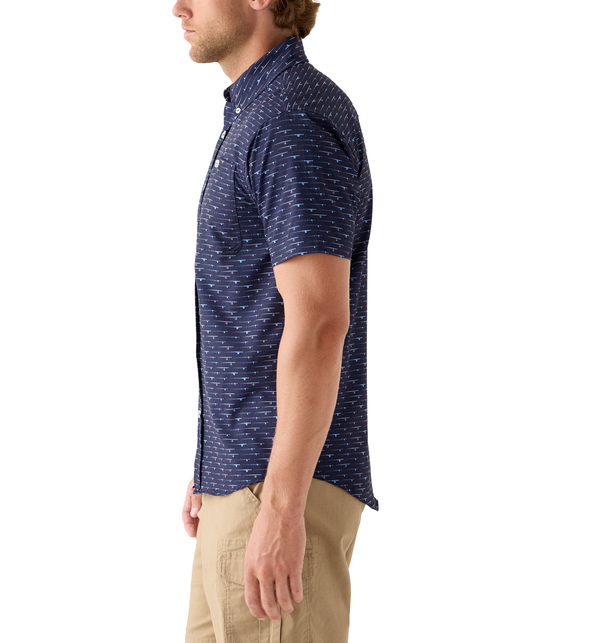 Mens Printed Button Down Woven Shirt