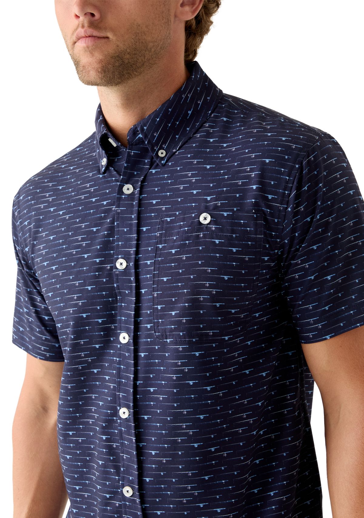 Mens Printed Button Down Woven Shirt