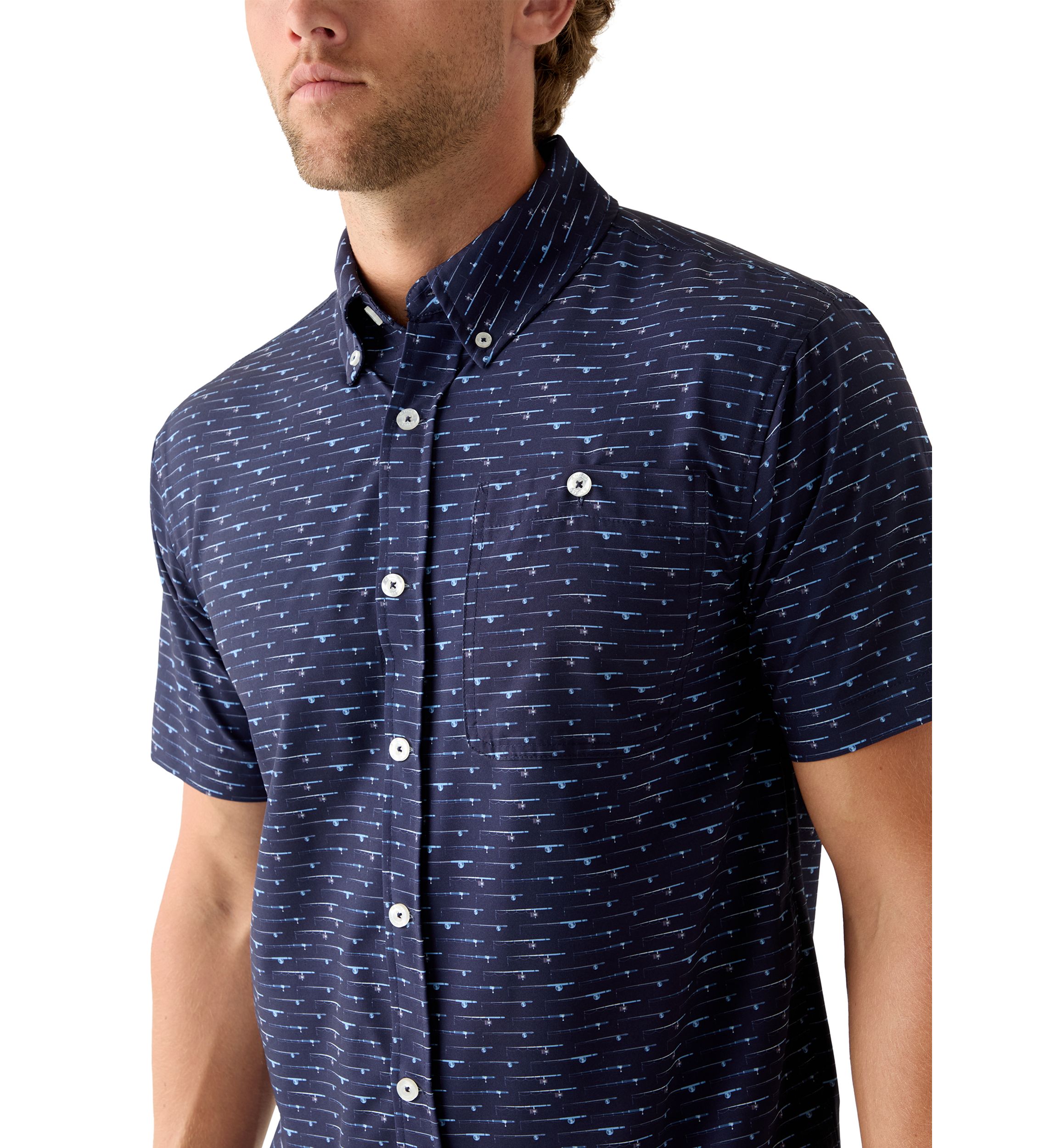 Mens Printed Button Down Woven Shirt