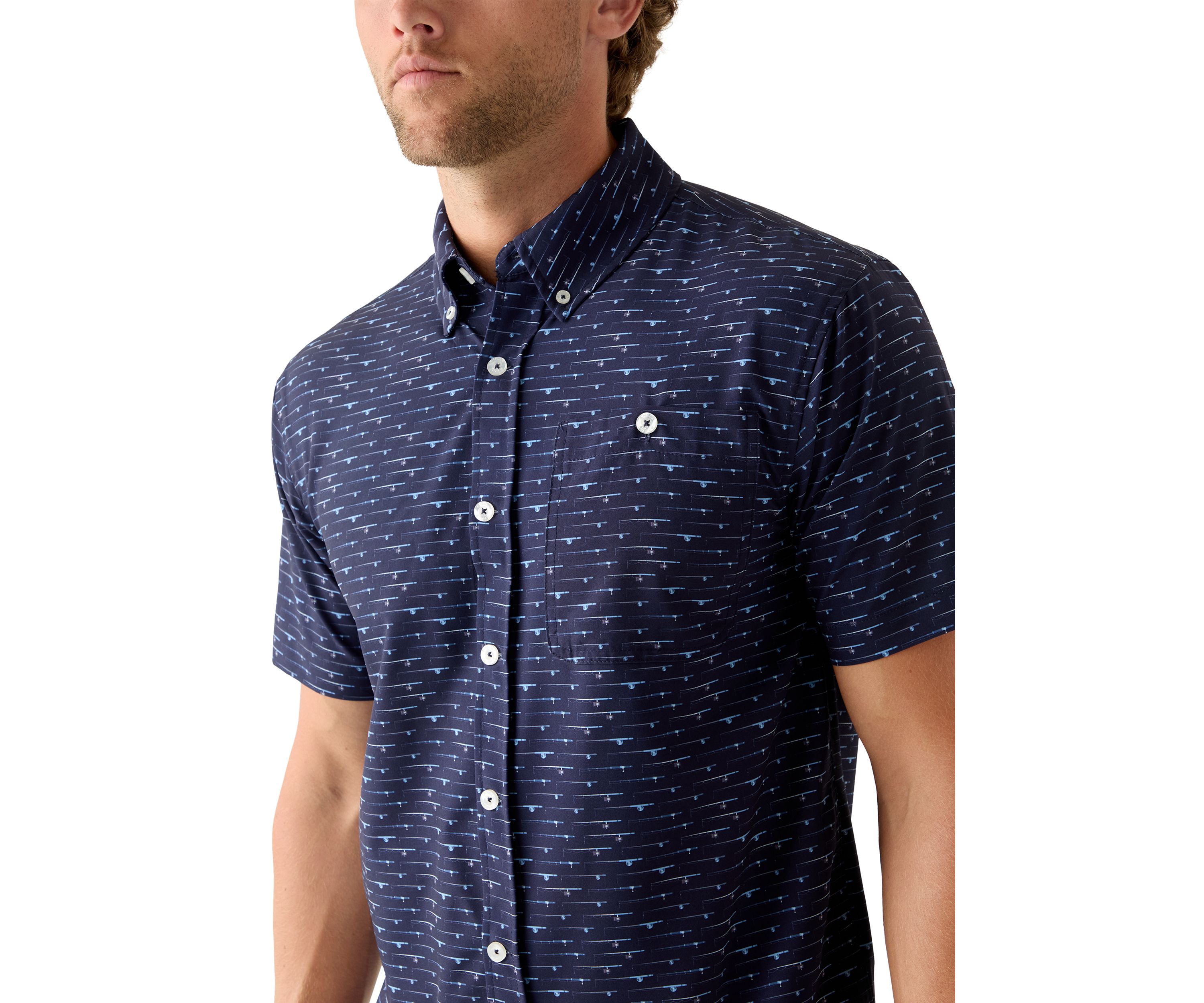 Mens Printed Button Down Woven Shirt